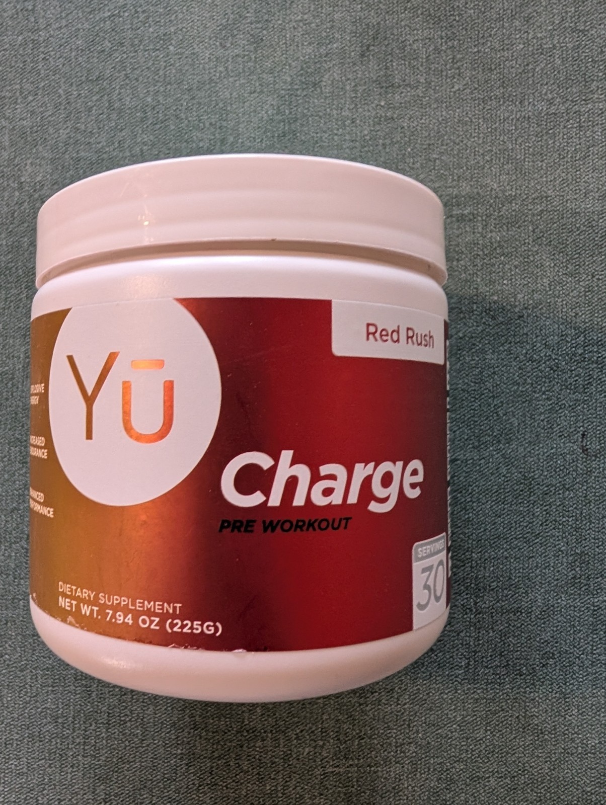 Yu Charge Red Rush Flavor Pre Workout Drink Mix  Exp 1/2027 opened