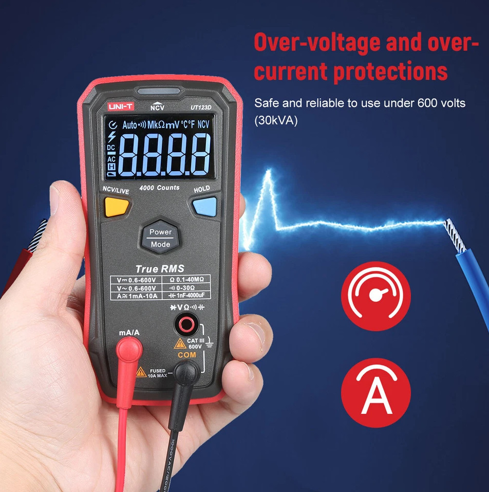 UNI-T UT123D Mini Digital Multimeter Auto Range Data hold AC DC Meter