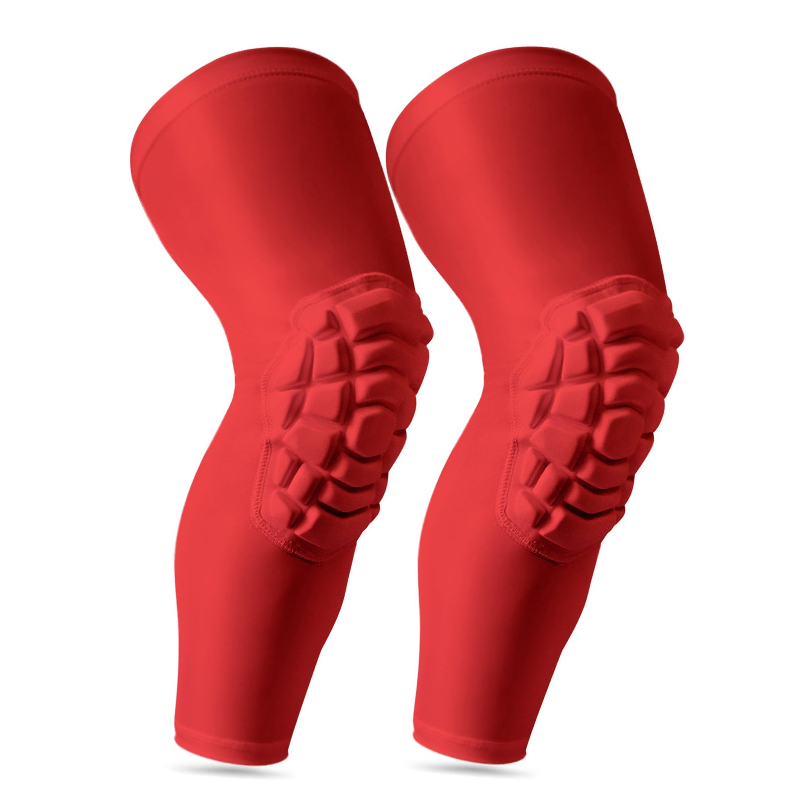 Knee Pads Compression Leg Sleeve Padded Guard Wrestling Volleyball Red Small