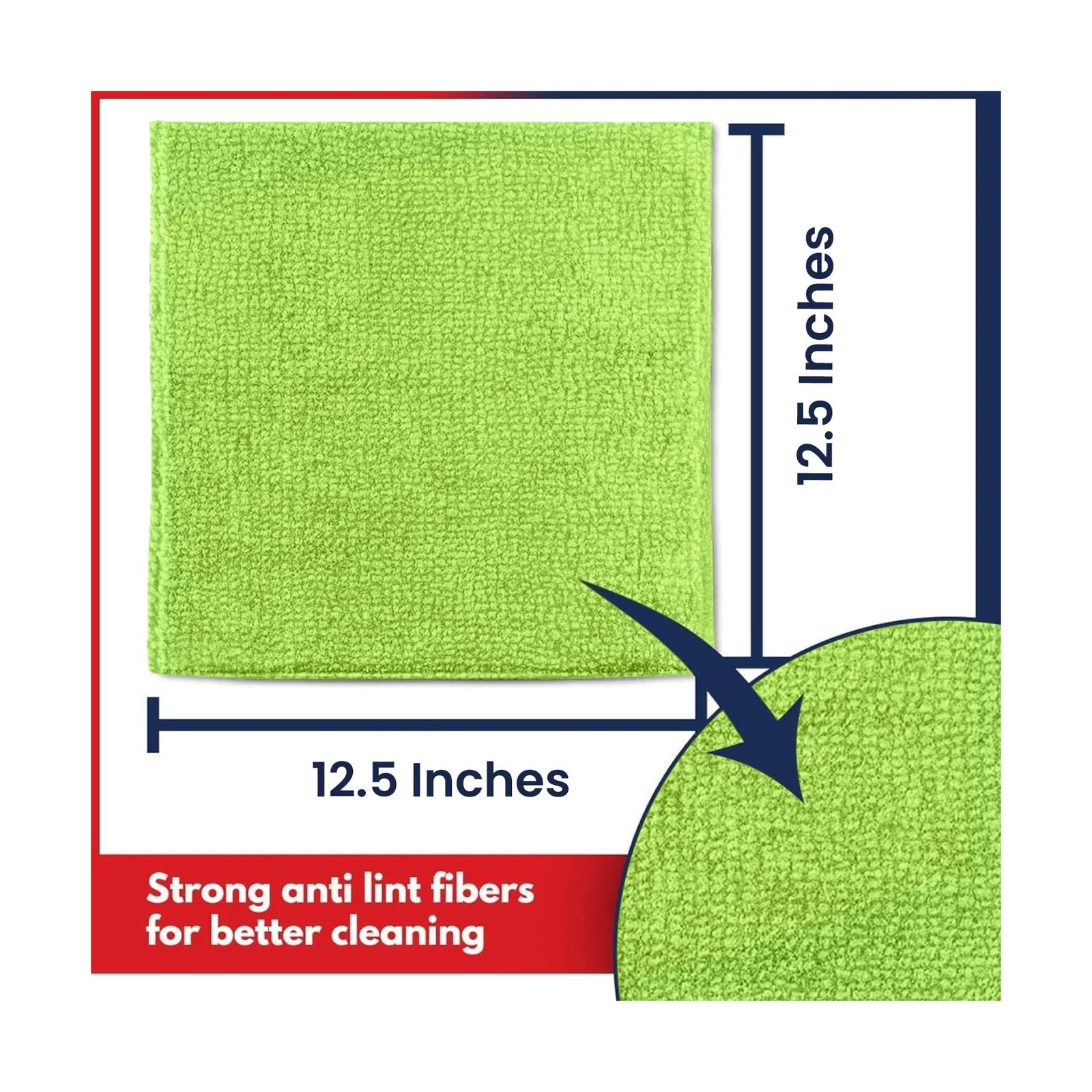 Microfiber Cleaning Cloth Light Green - 12 Pcs 12.5"x12.5" - High Performance...