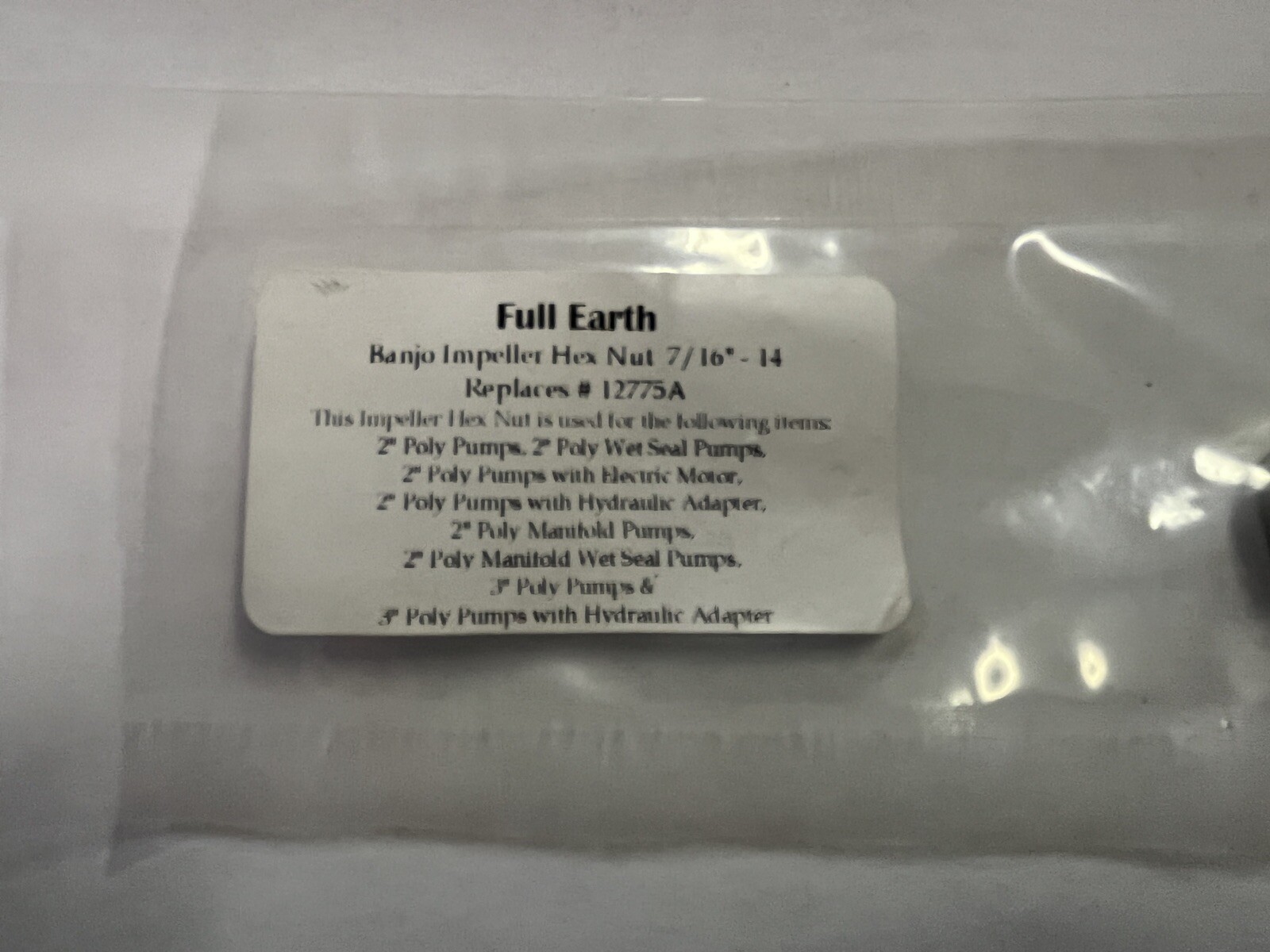 Replacement Stainless Steel 7/16"-14" Hex Nut for Banjo Poly Pump