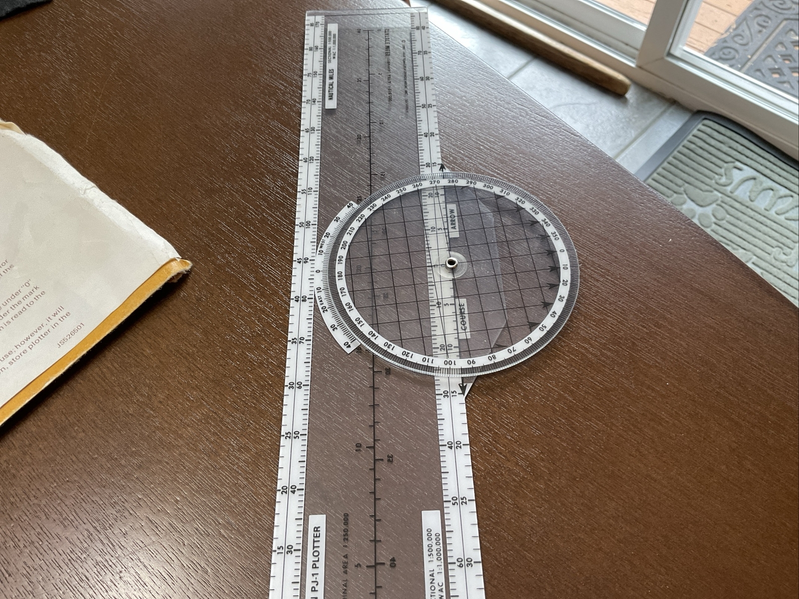 Vintage 1976 Jeppesen PJ-1 Rotating Azimuth Plotter With Original Sleeve