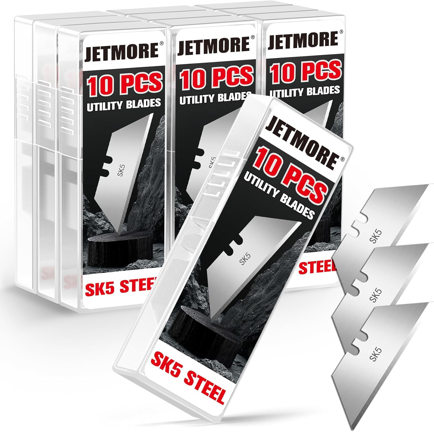 100‑Pack Utility Blades — SK5 Steel, Storage Box, Heavy‑Duty