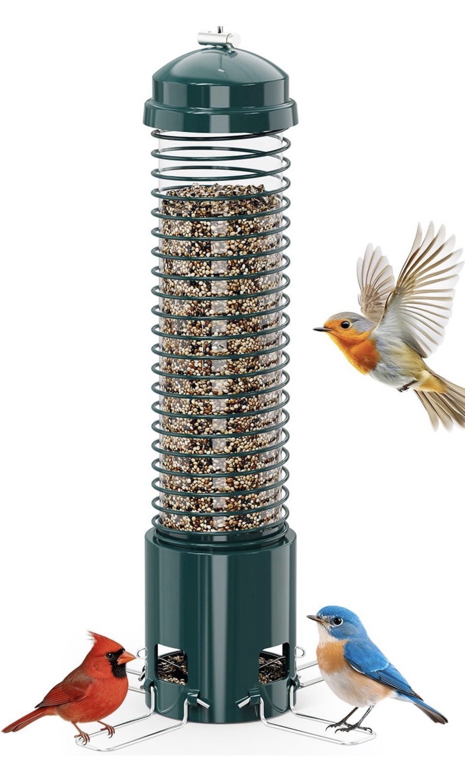 Bird Feeder for Outdoors Squirrel Proof Feeders Medium, Dark Green