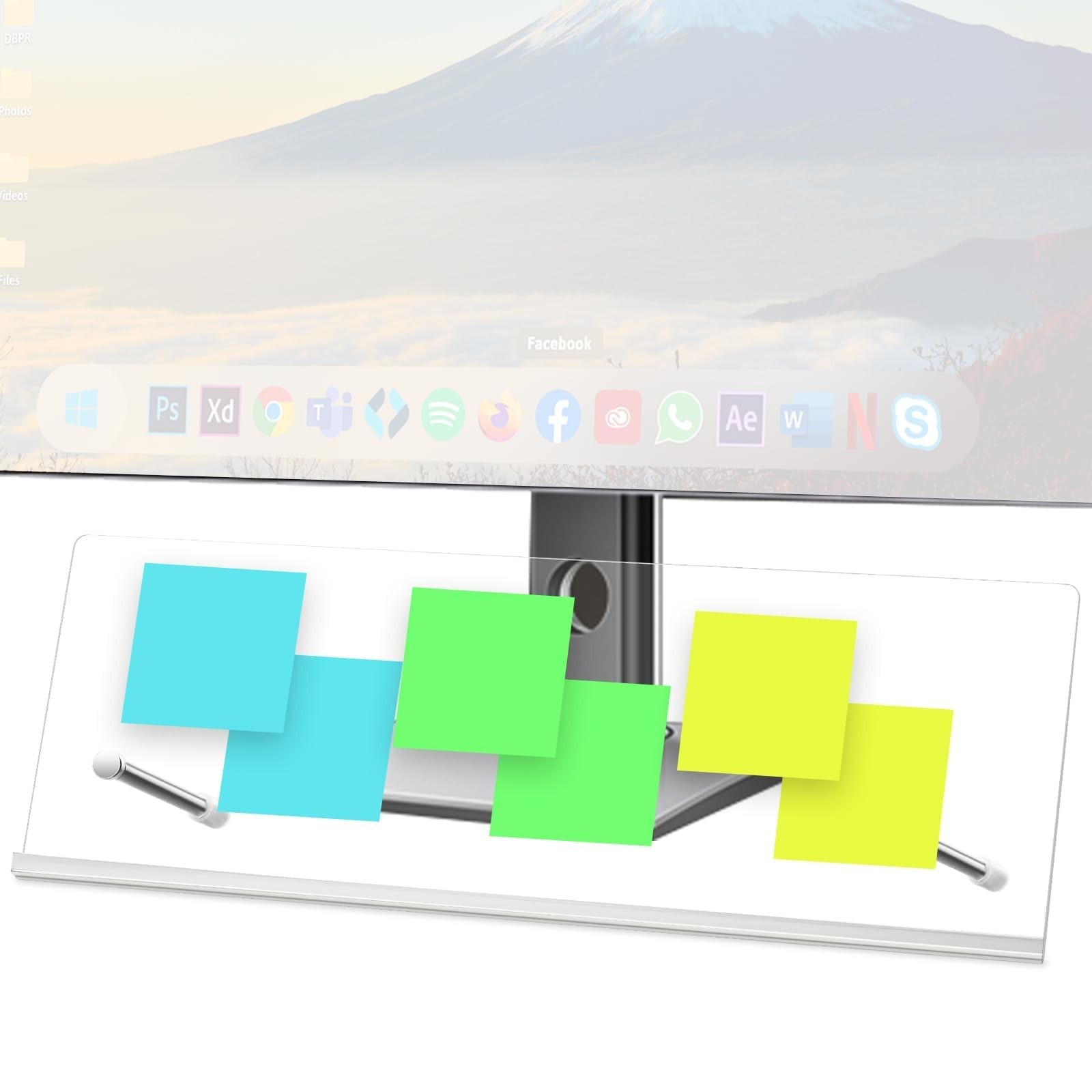 Monitor Memo Board Holder 14"x5", Office Organization Memo Holders for Comput...