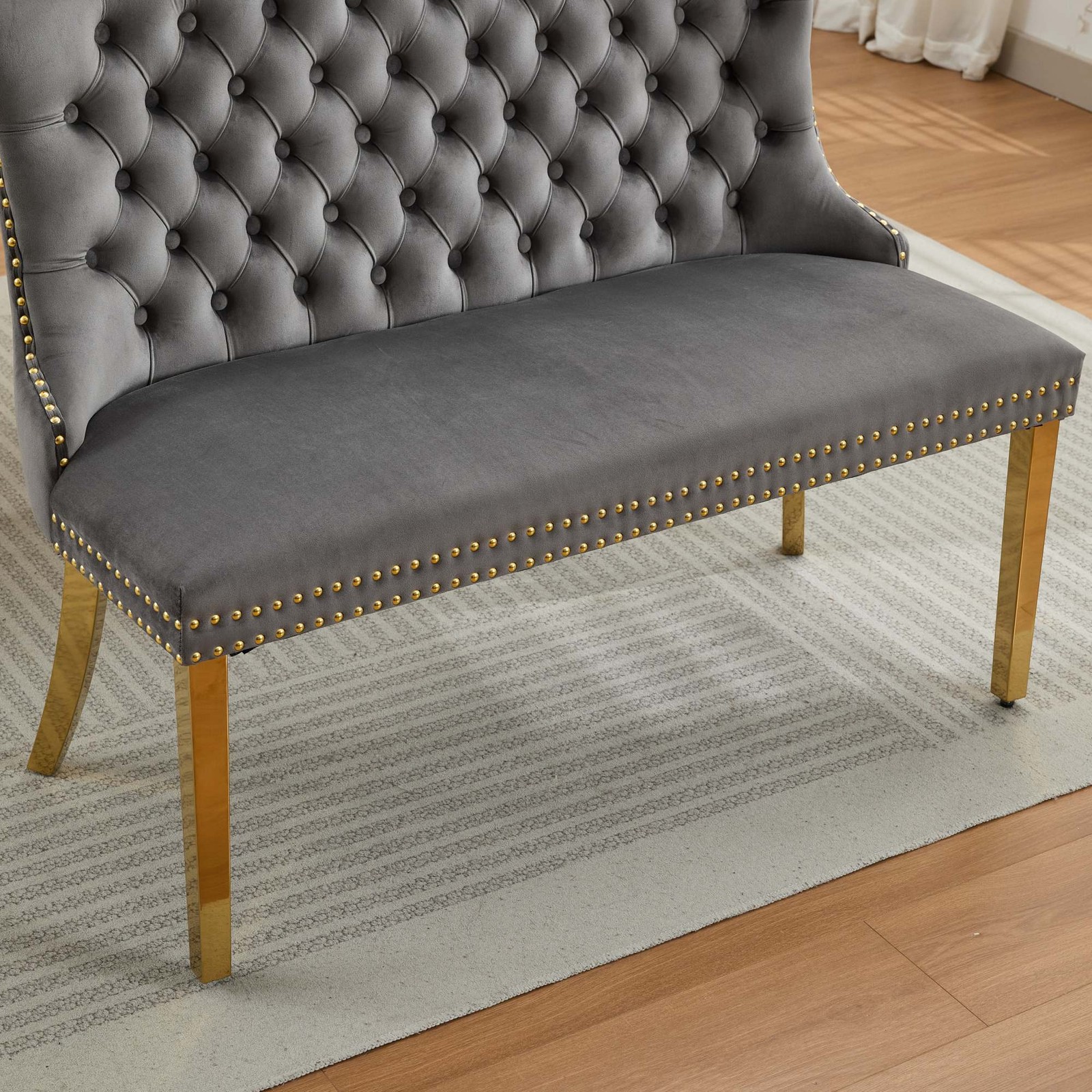 Velvet Double Dining Loveseat Bench, Kitchen & Dining Seating, 2-Seat Tufted B