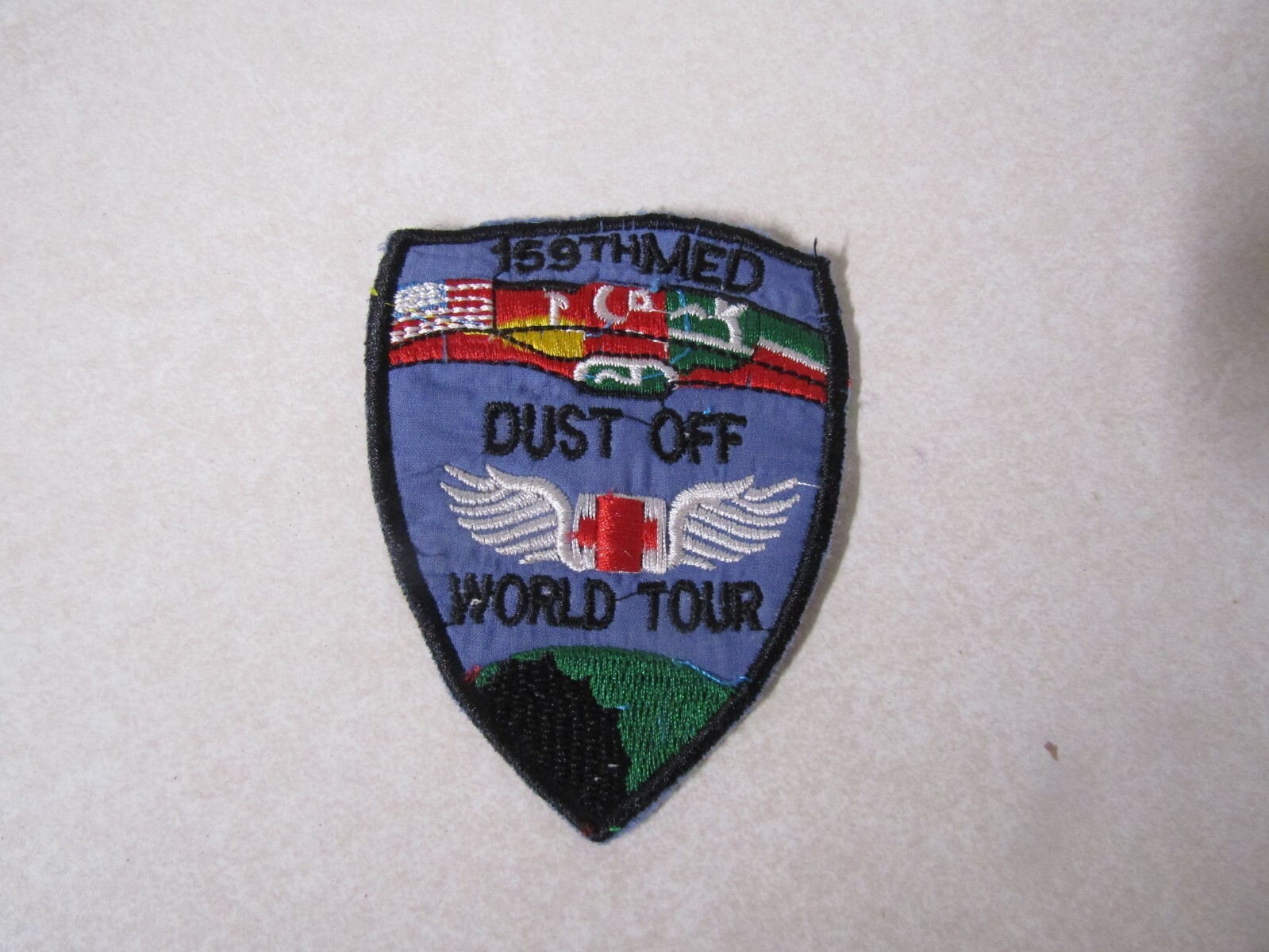 MILITARY PATCH VIETNAM ERA OLDER SEW ON 159TH MEDICAL DUSTOFF WORLD TOUR