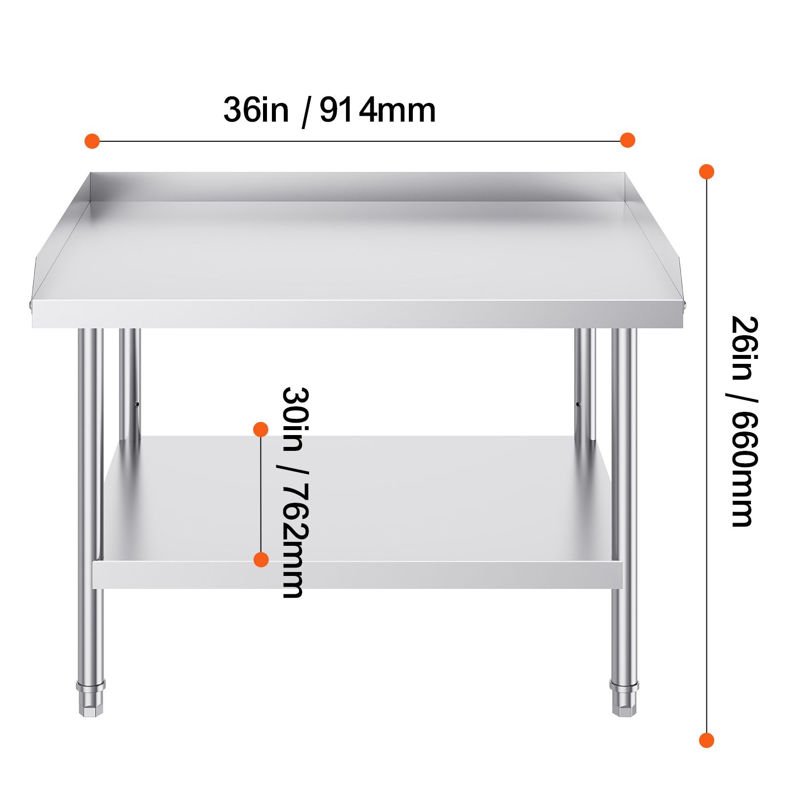 30x36in Stainless Steel Work Table with Adjustable Shelves