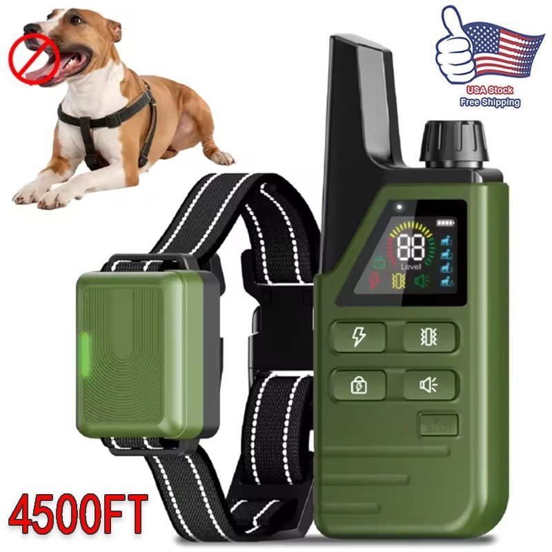 Dog Training Collar 4500FT with Remote Rechargeable Shock PET Waterproof Trainer