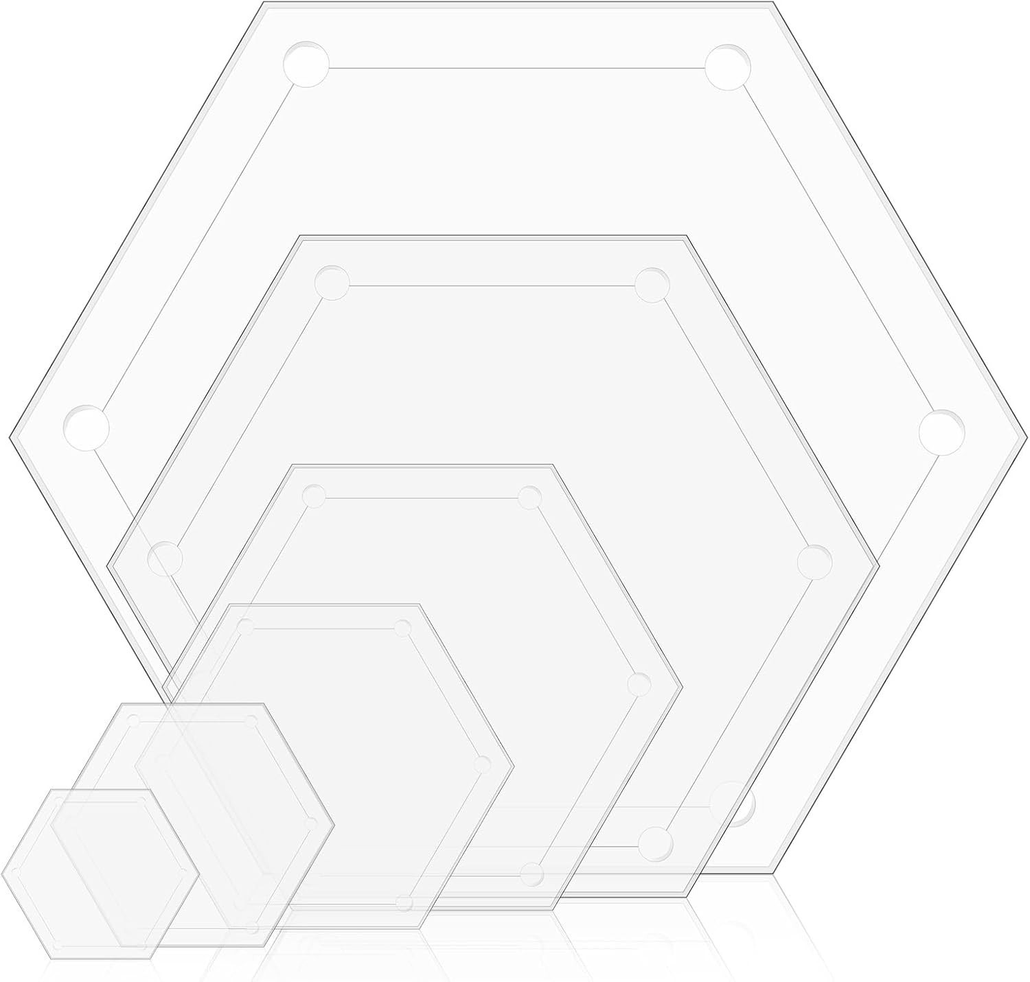 6Pcs Hexagon Quilting Templates, 1 Inch, 1.5 Inch, 2 Inch, 3 Inch, 4 Inch, 5 ...