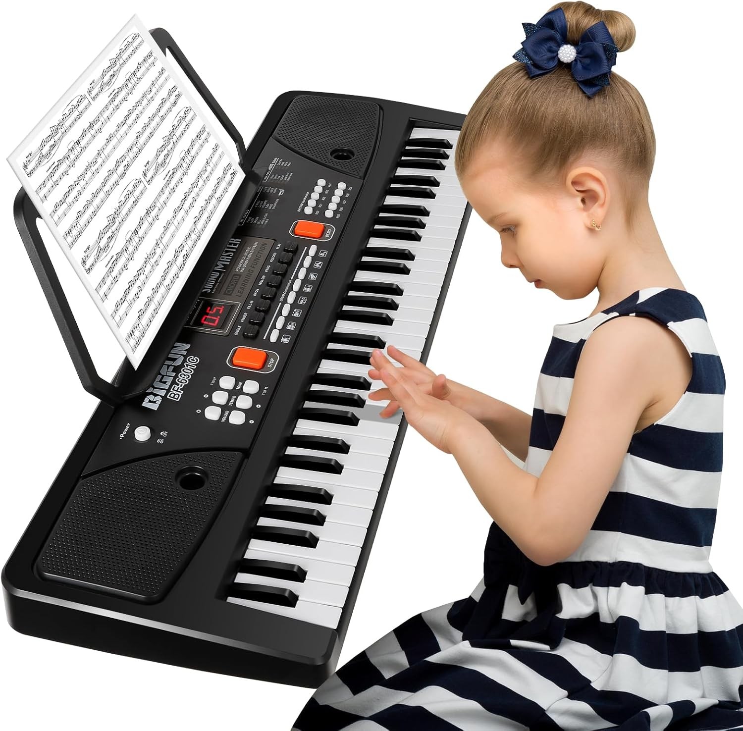 M SANMERSEN 61-Key Kids Piano Keyboard w/Mic LED Display