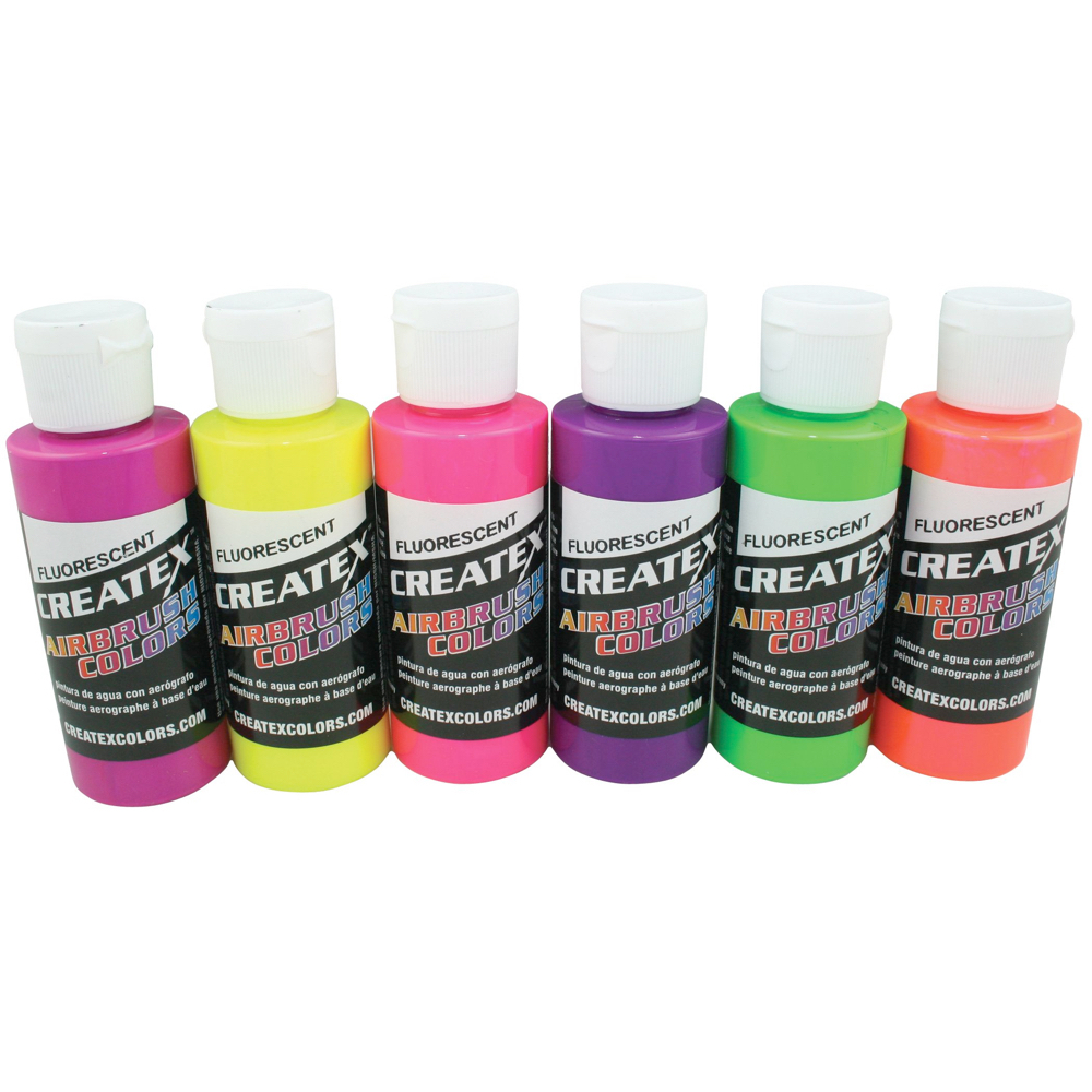 Createx 2 Oz Set Of 6 Fluorescent Colors