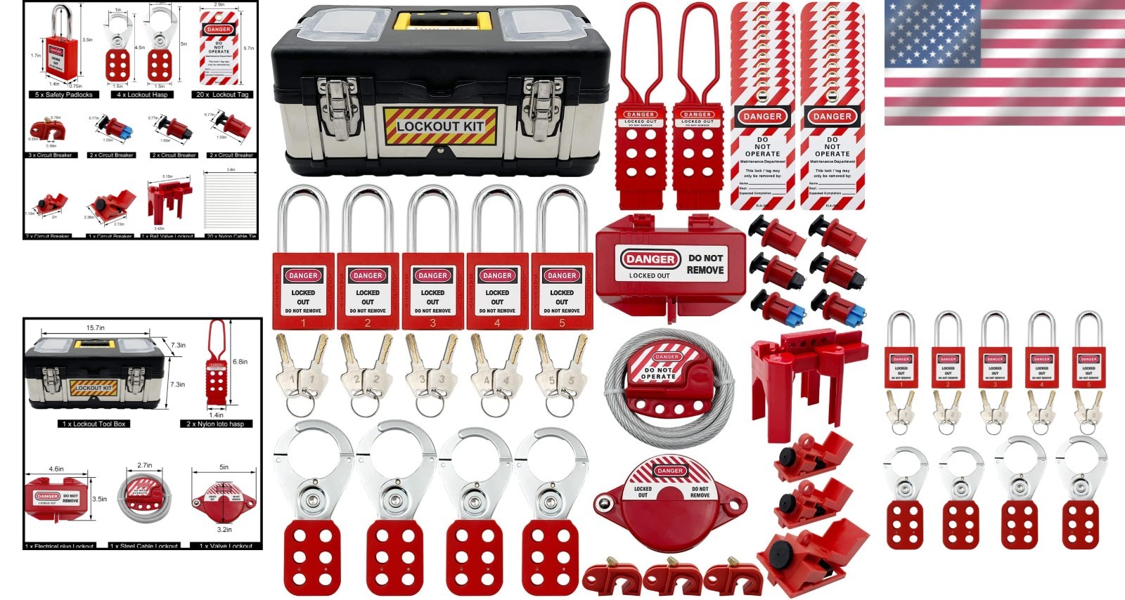 Lockout Tagout Kit with Circuit Breaker Lockout