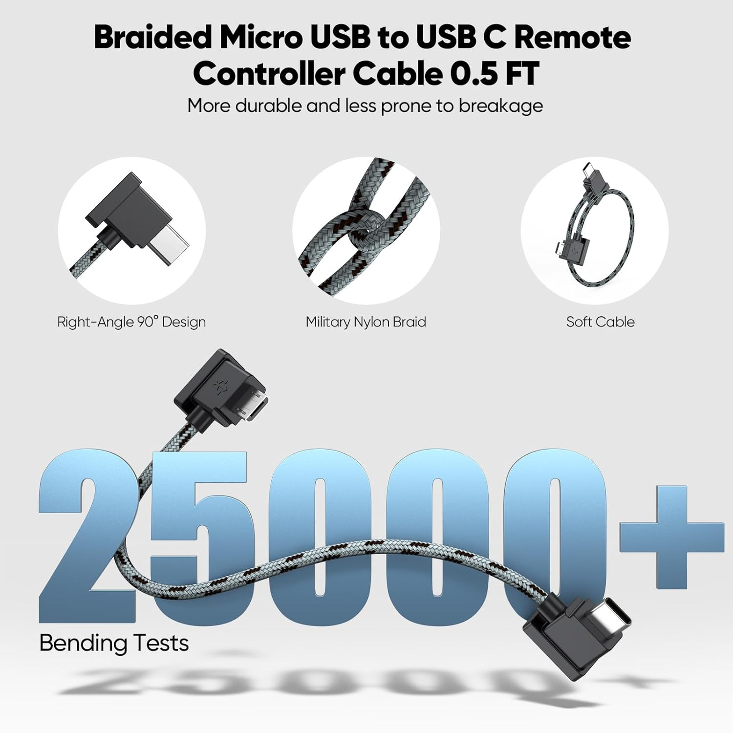 Micro USB to USB-C DJI Remote Controller Cable, Braided OTG Data Cord for Mavic