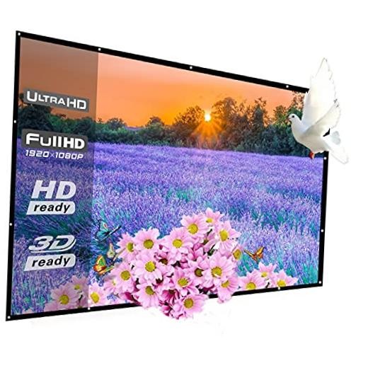Portable Projector Screen Outdoor,  16:9 Folded Large Canvas Movie 250 Inch