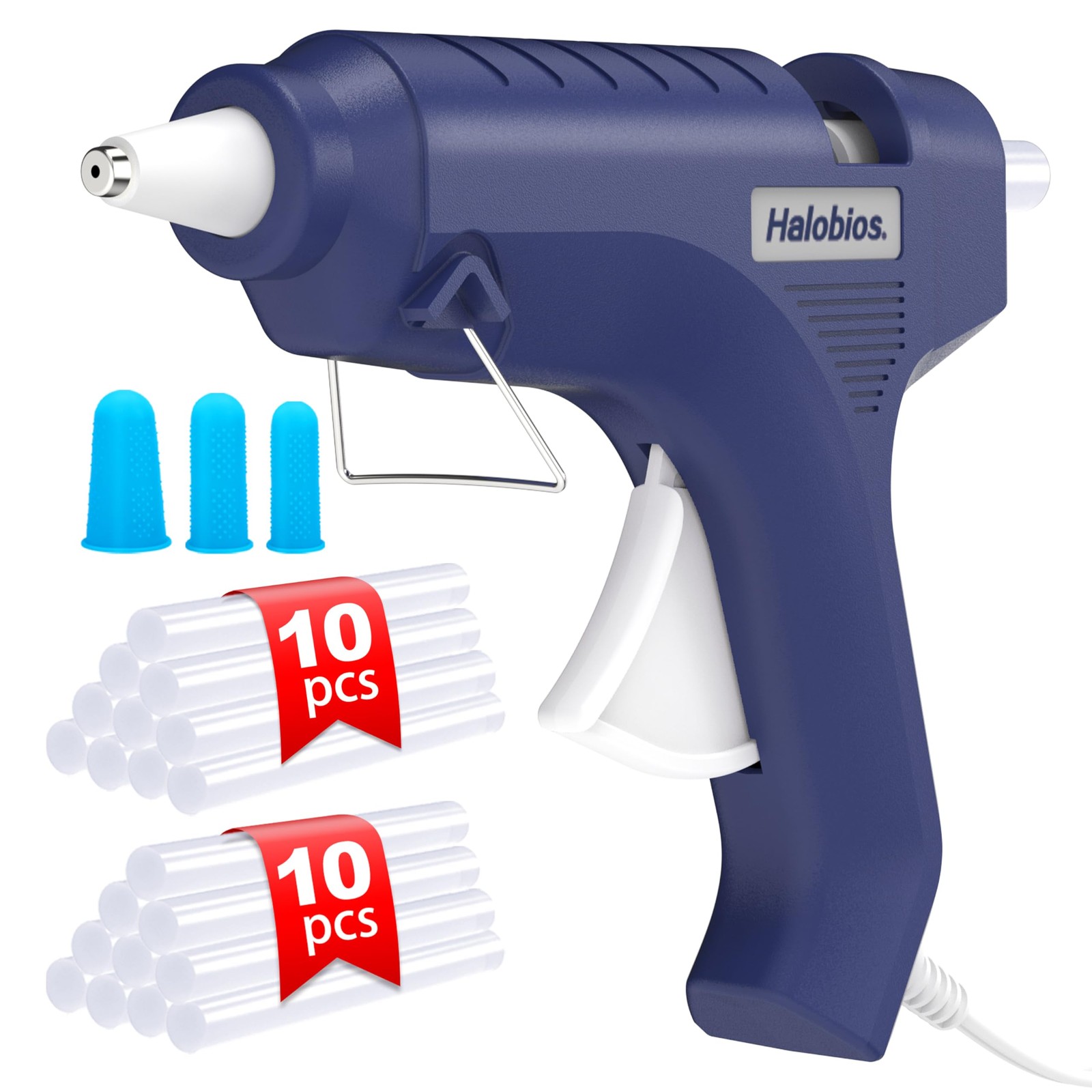 Halobios Hot Glue Gun with Preheating, 20 Sticks, Full Size for DIY Blue