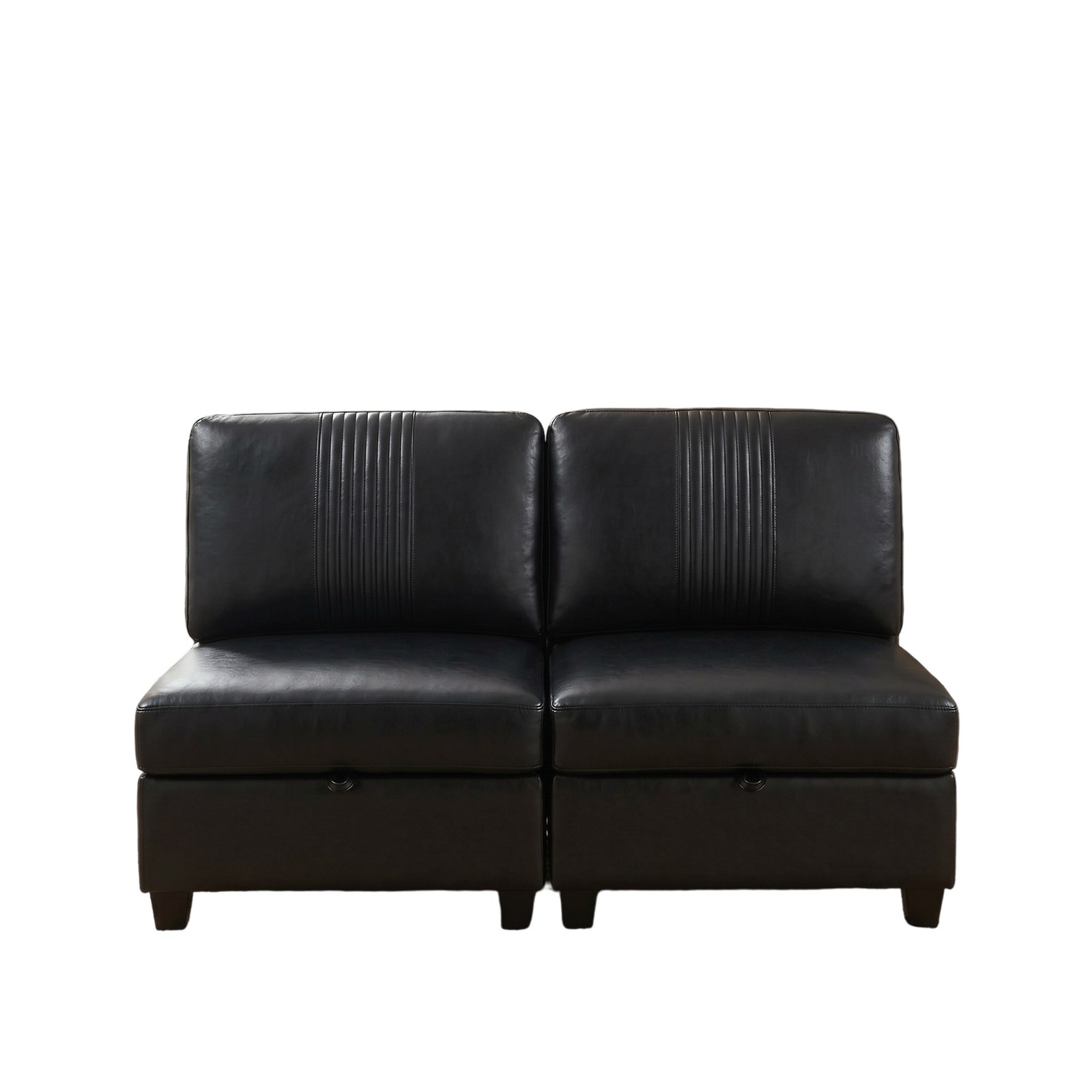 Modular Sofa 2-Seat PU Convertible Sleeper with Storage, 29.1"W