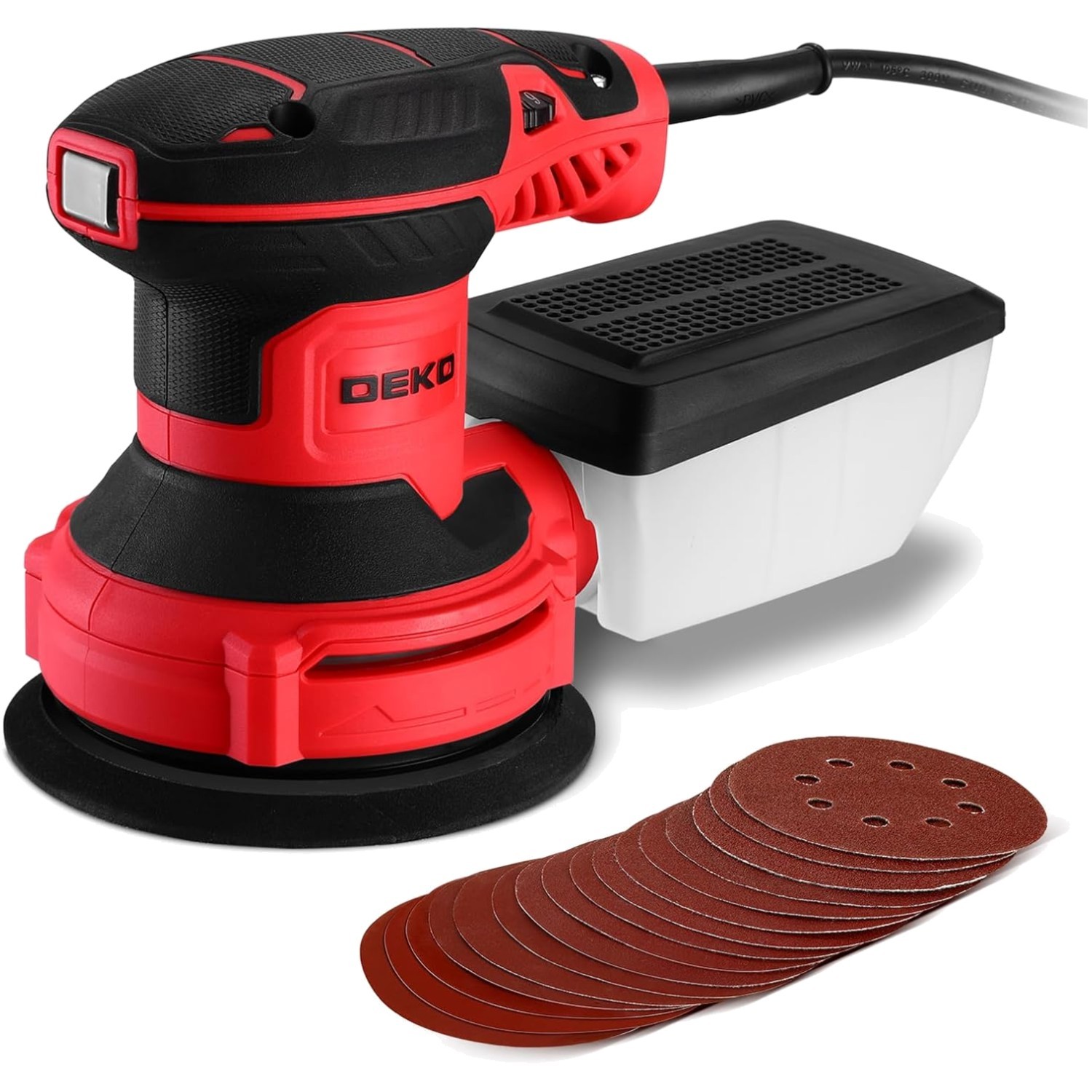 Electric Sander with 16 Sandpapers, 14000RPM, 5-Inch, High Performance Dust C...