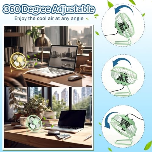 Glooglitter 4 Pcs USB Desk Fan - 360° Adjustable Rotation - Powerful