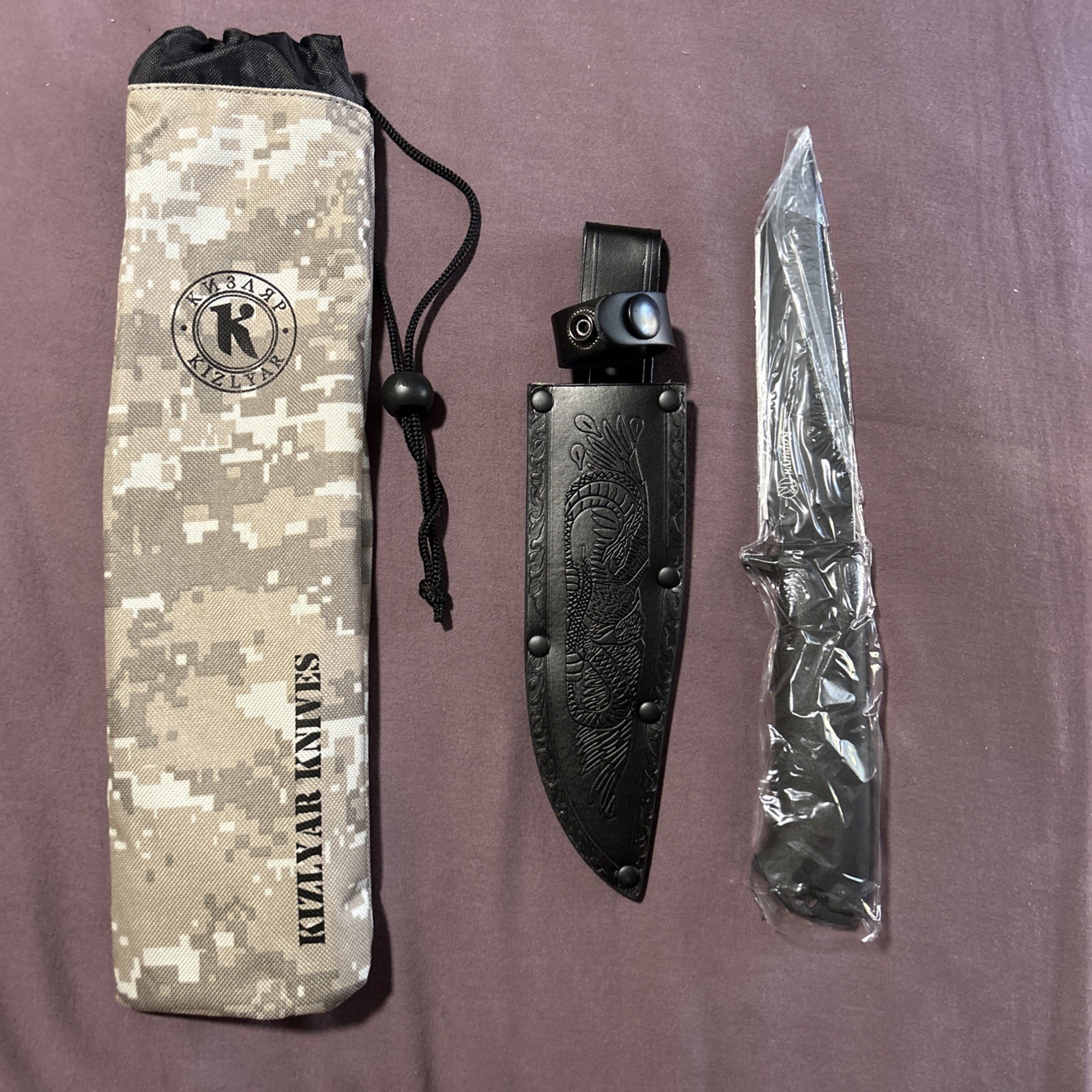 Kizlyar Korshun Russian Combat/fighting Knife Rubber Handle ALL BLACK KNIFE