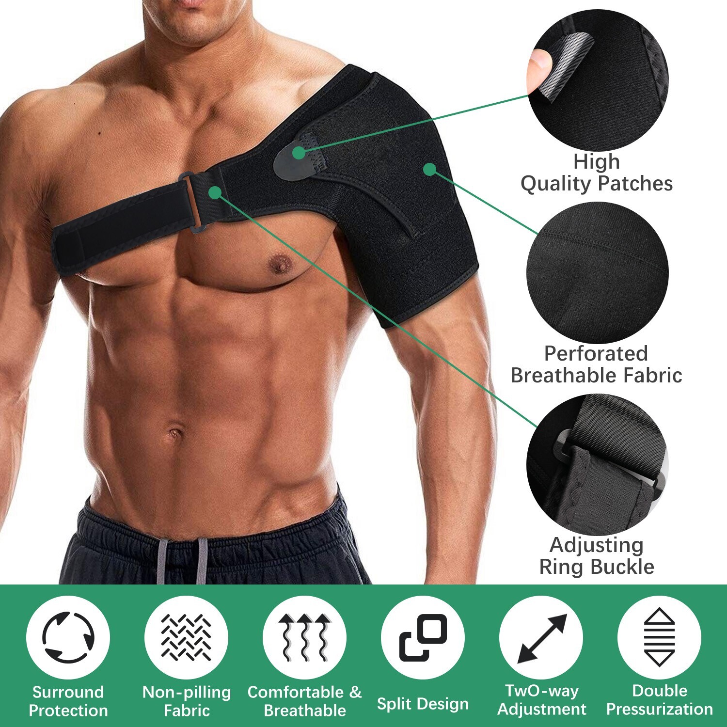 Adjustable Shoulder Brace Rotator Cuff Pain Relief Support for Joint Dislocated