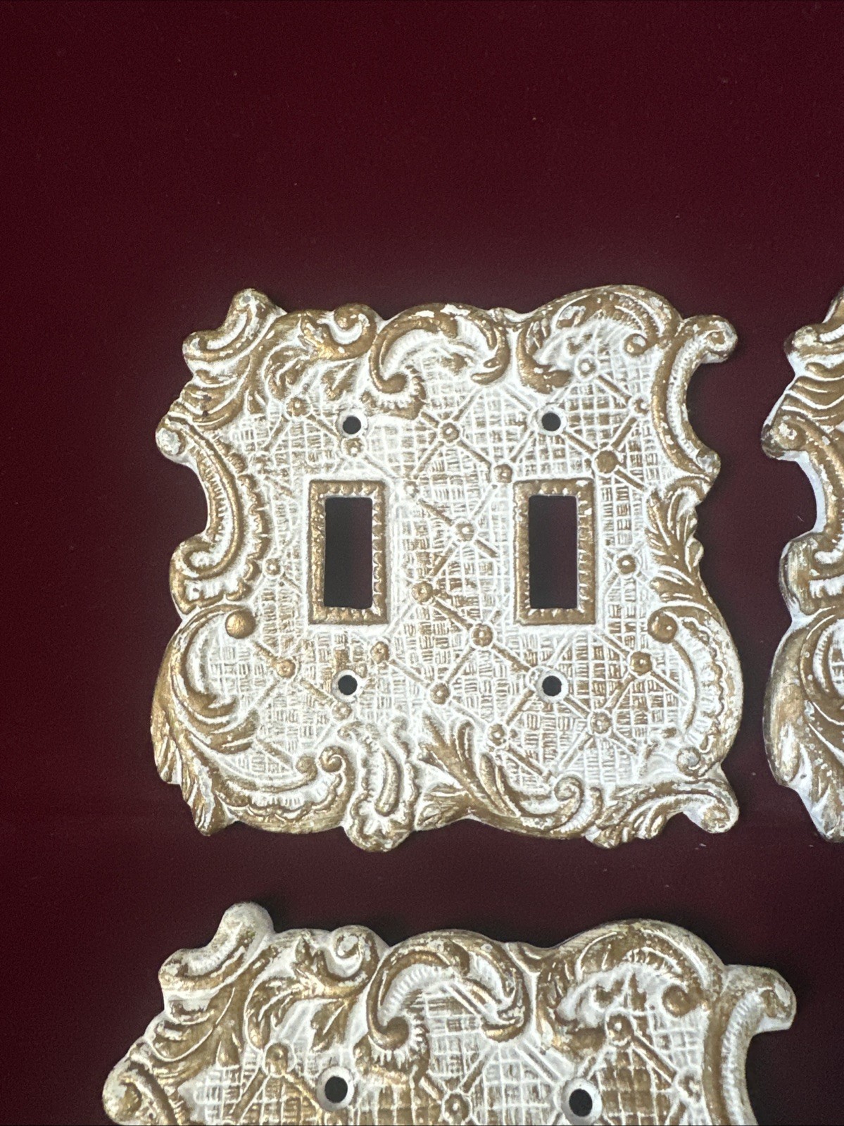 Vtg 5x5 Porcelain Double Switch Plate Lot 4 Ornate Victorian Shabby Chic Japan
