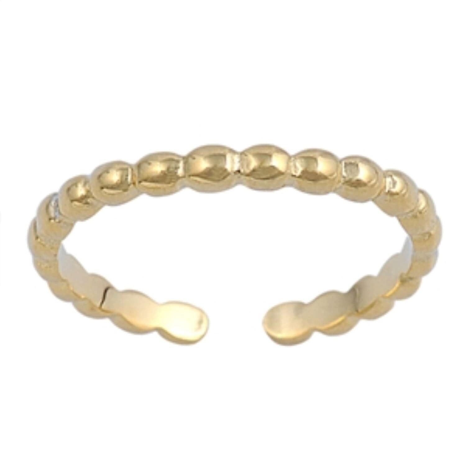 Gold Bubble Toe Ring - Gold Plated .925 Sterling Silver - Adjustable