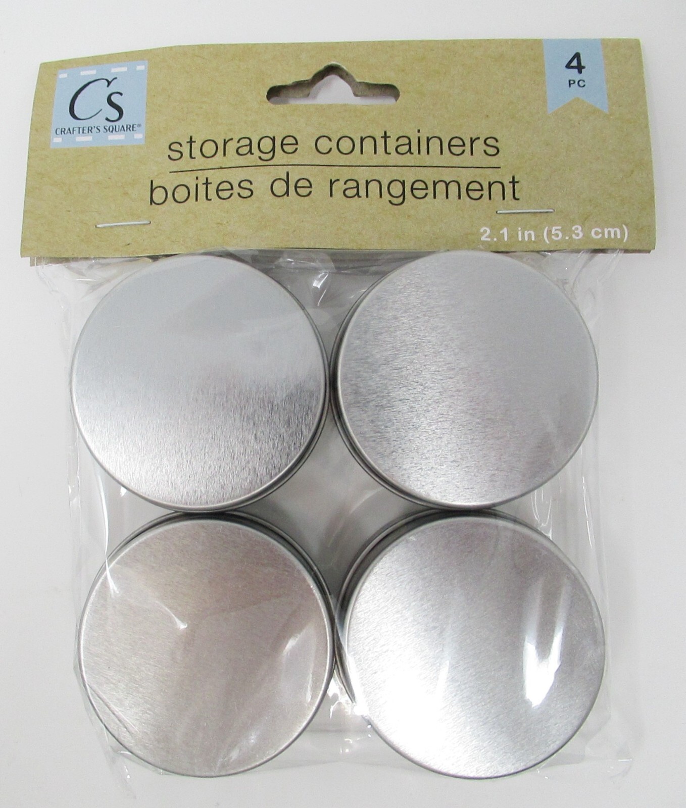 Round Metal Storage Containers 2" diameter 4 Pk aluminum storage craft supplies