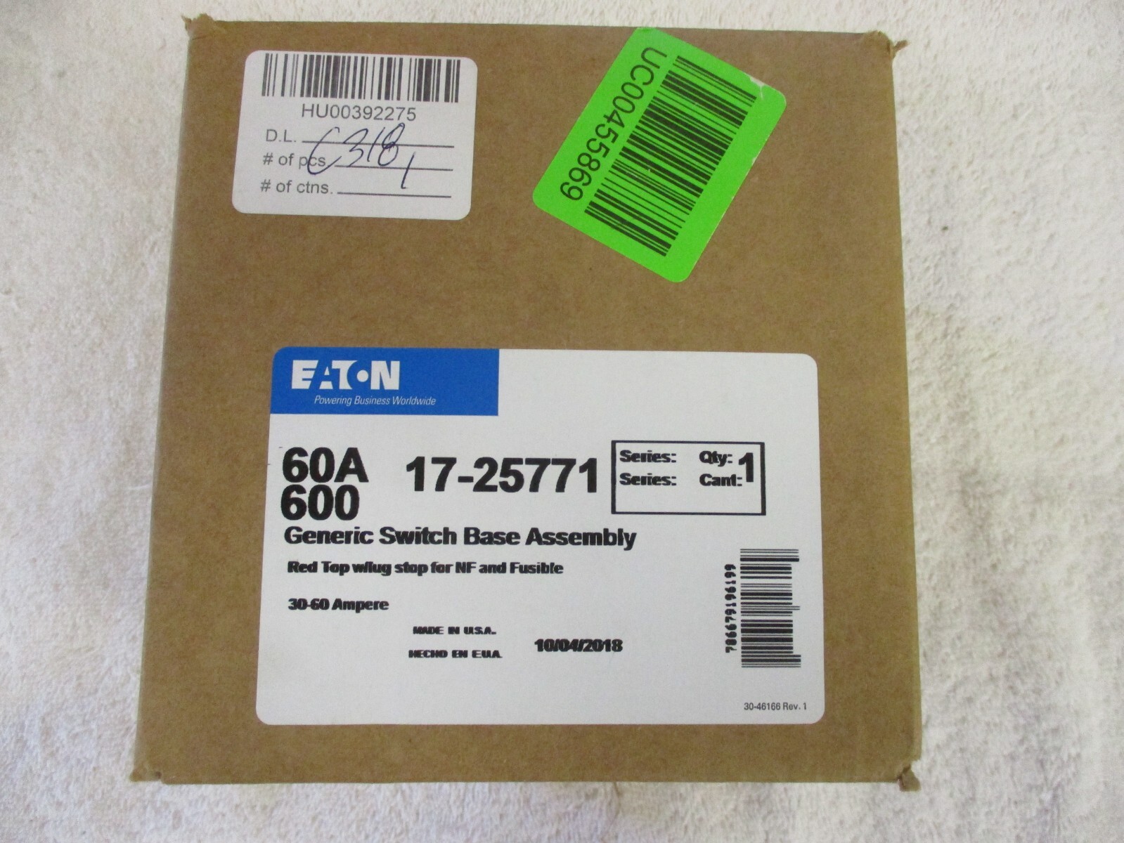 NIB EATON Generic Switch Base Assembly      17-25771      FACTORY SEALED BOX
