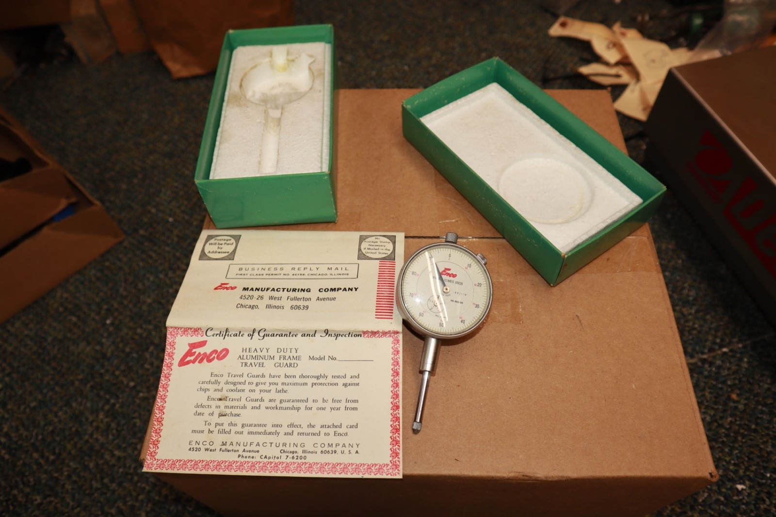 Used Enco # 682-05 Dial Indicator Machinist Instrument Tool in Box .001"