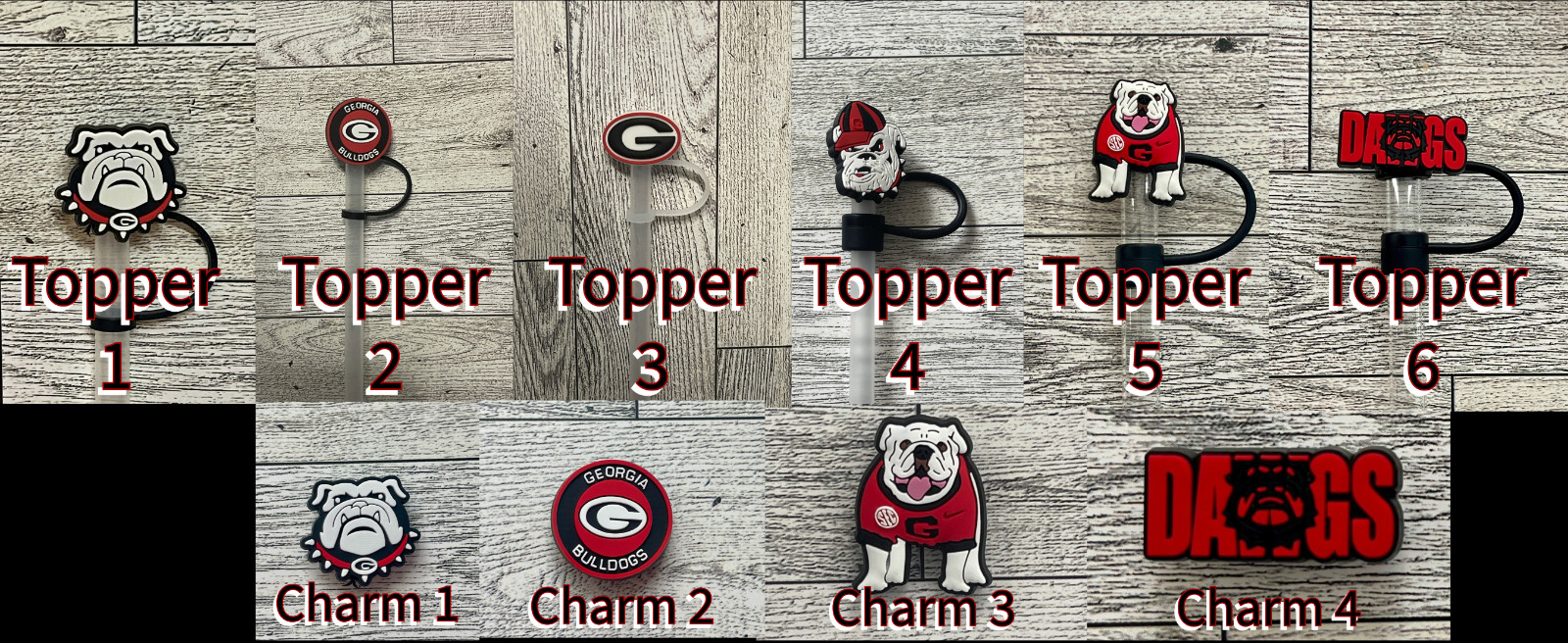 Georgia Bulldogs Straw Toppers/Charms compatible with crocs