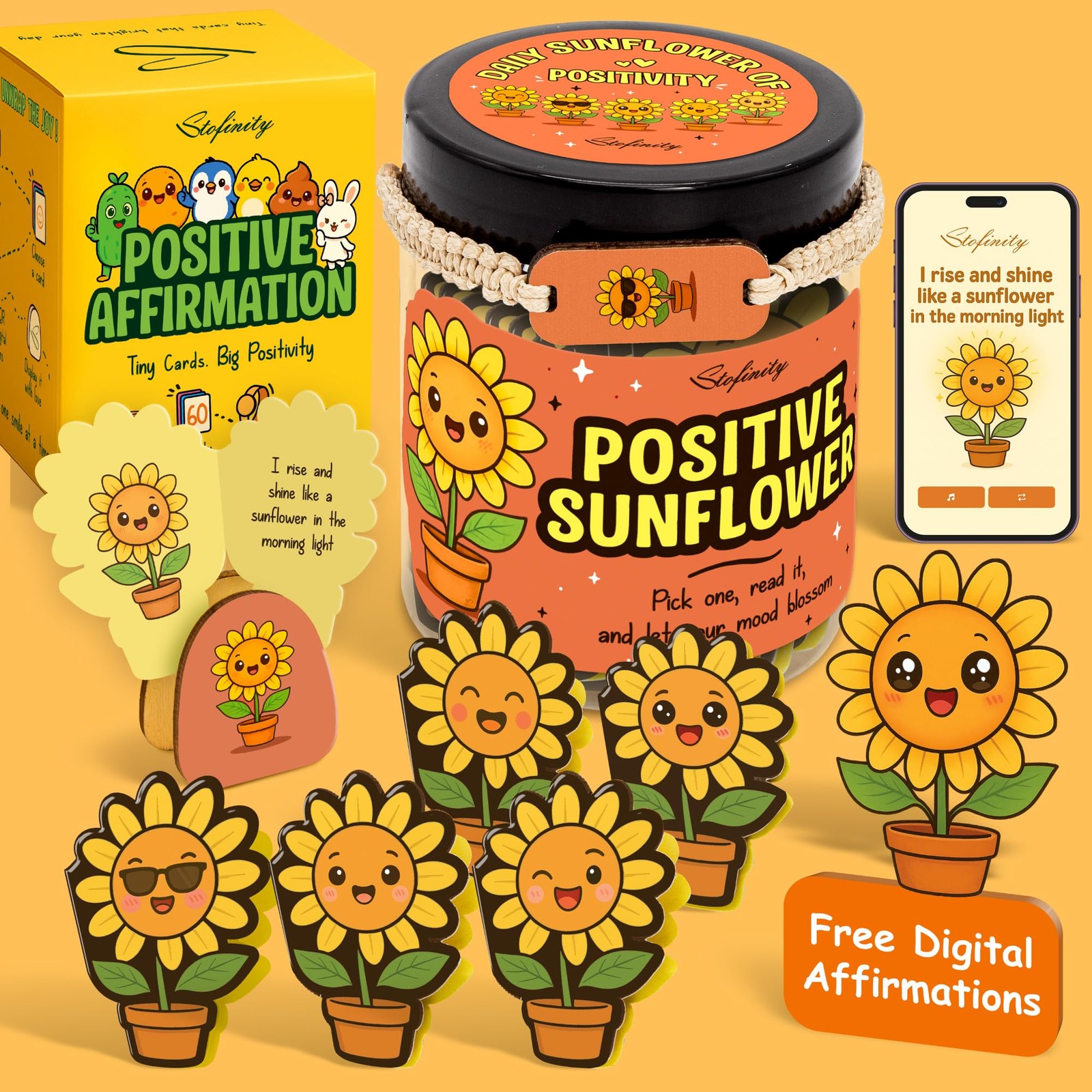 Stofinity Positive Sunflower Gifts For Women Birthday Jar,
