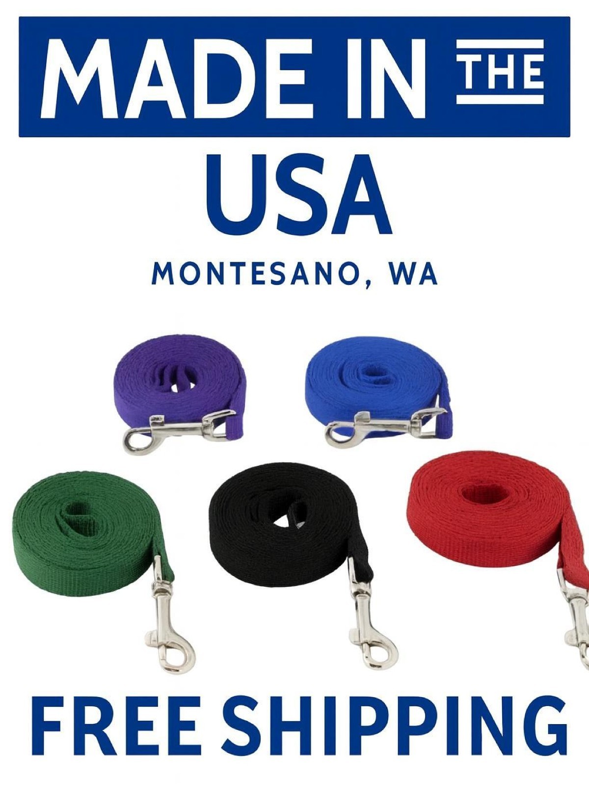 Nylon Dog Leash Pet Training Lead 3/4" x 4 ft–40 ft Multiple Colors Made in USA