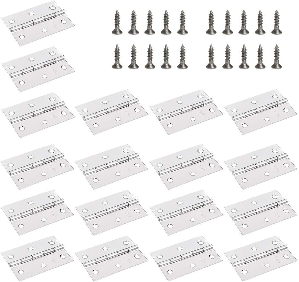 18 Pack Folding Door Hinges 2 x 3 inch Stainless Steel Square Butt Hinges fo