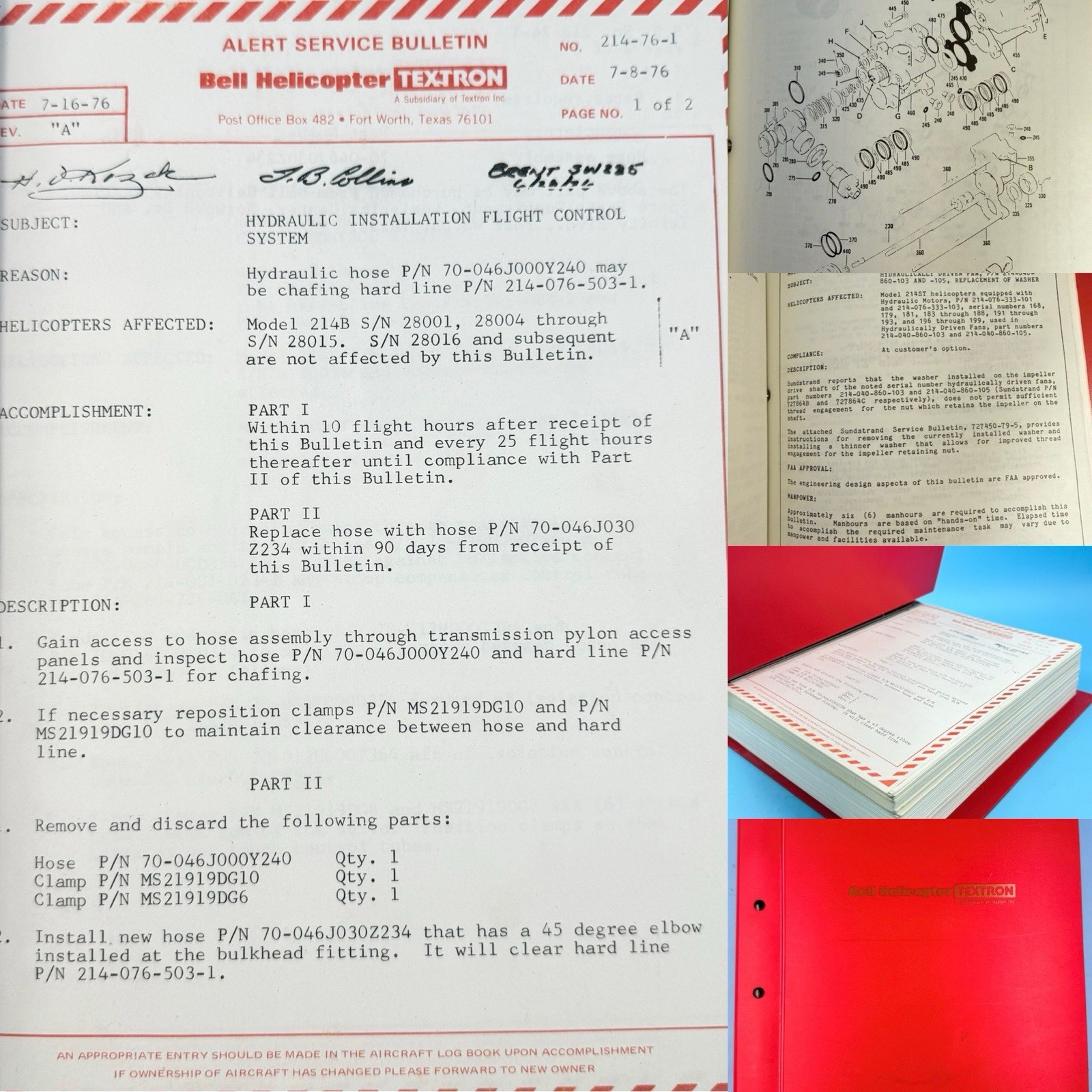 Bell All model 214  HELICOPTER, Alert Service & Technical Bulletin Manual