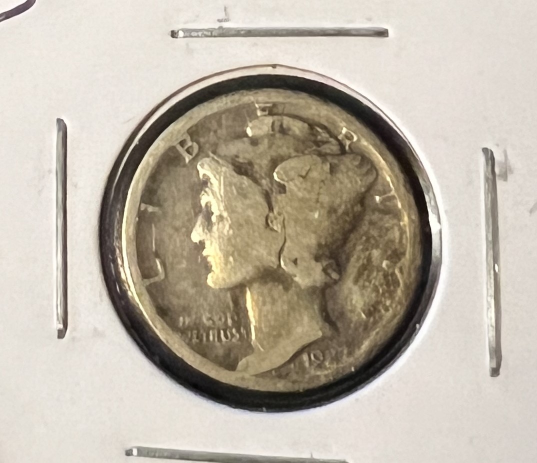 1927-D MERCURY SILVER DIME GRADES GOOD  ACTUAL COIN  #9115