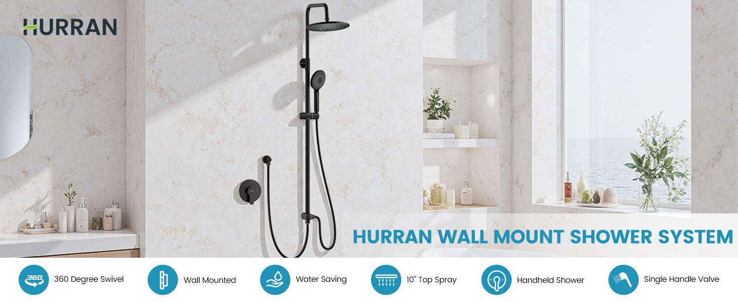 Shower System with 10 Inch Rain Shower Head and Handheld Sprayer, 3-Function