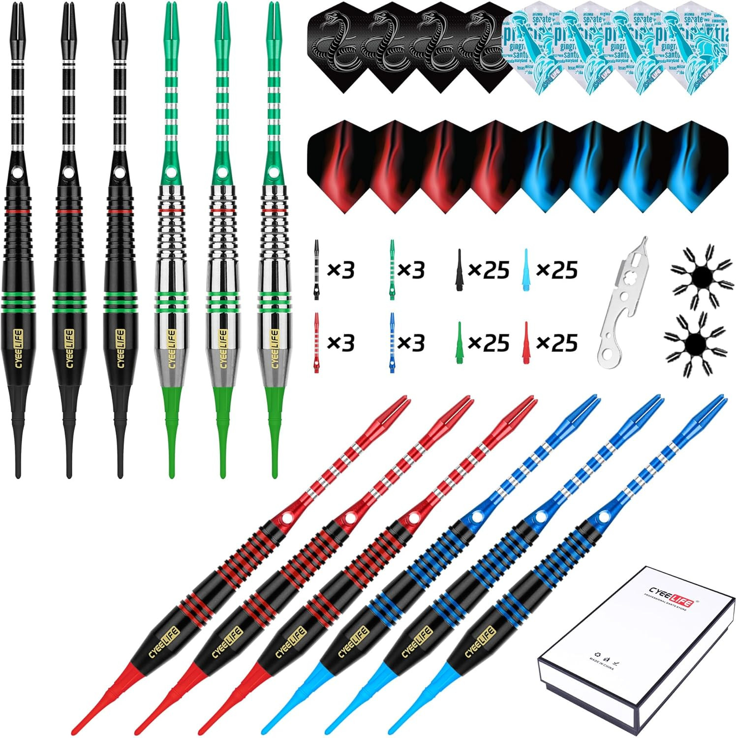 Darts Plastic Tip - Soft Tip Darts Set - 12 Pcs 18 Gram with 4 Colors