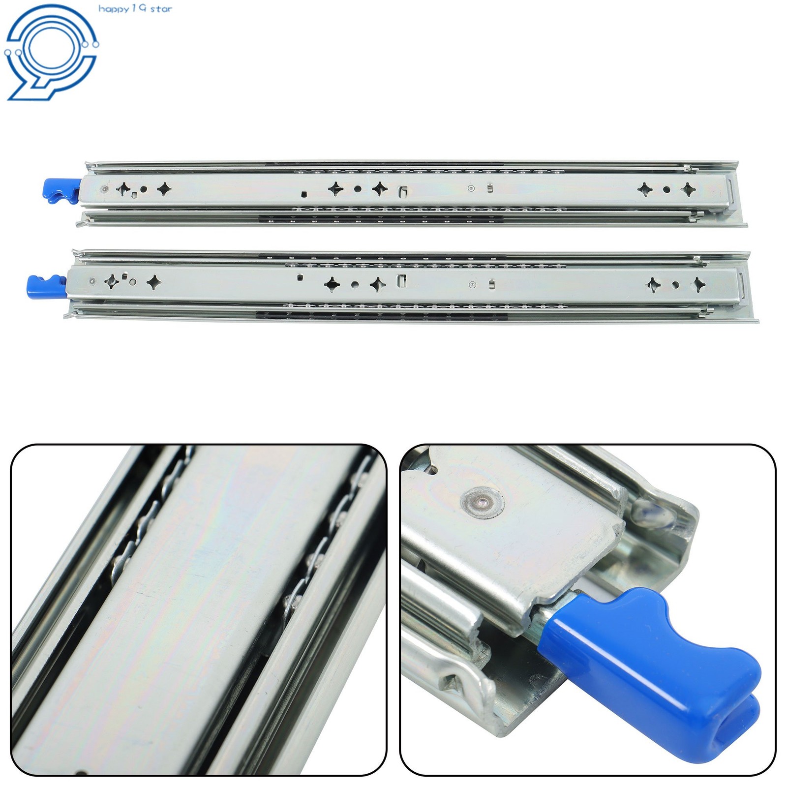 20" Side Mount Drawer Slides Locking 500lb Full Extension Cabinet Rails