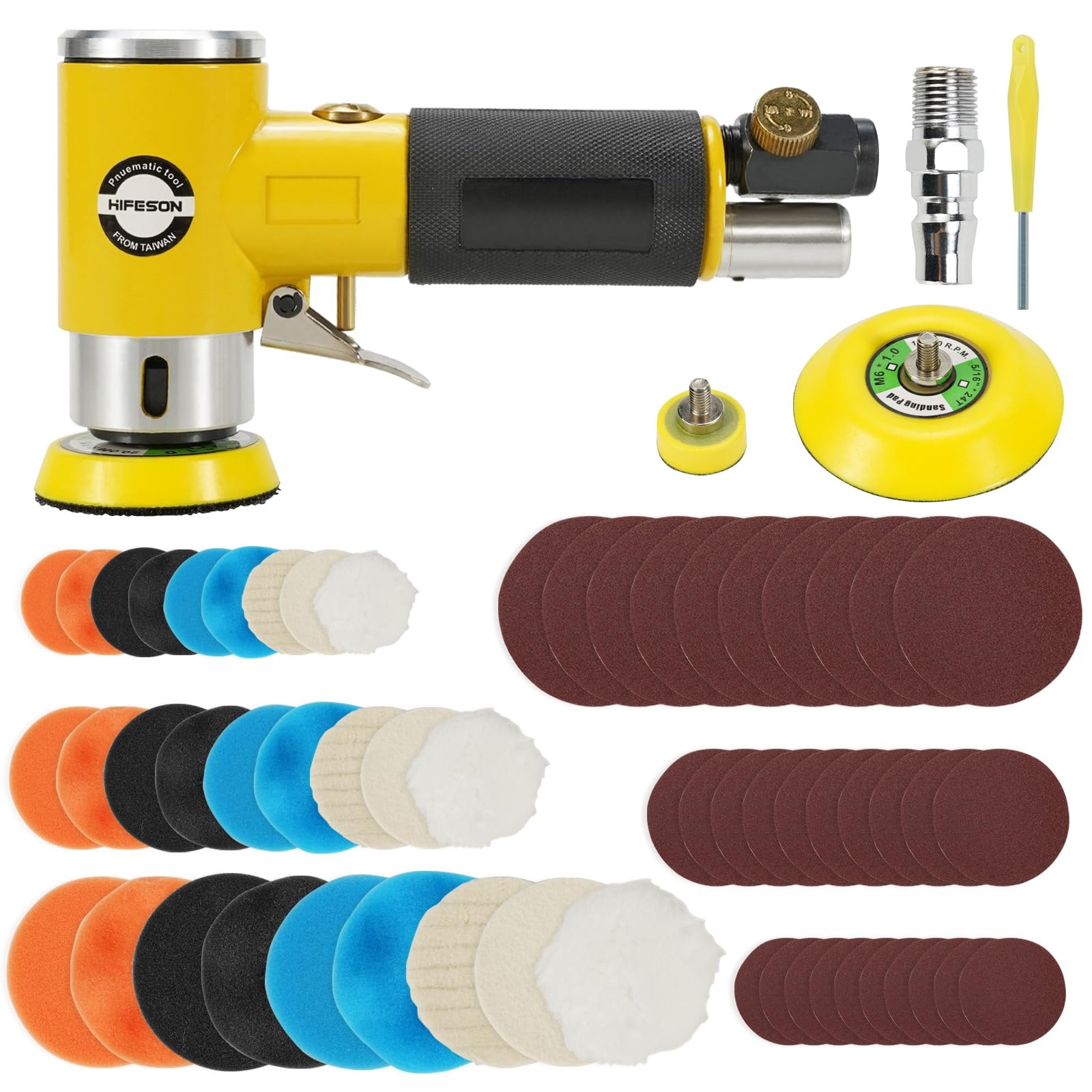 1/2/3 Inch Air Sander Set Car Polishing High Speed Mini Orbital 30 Sandpaper