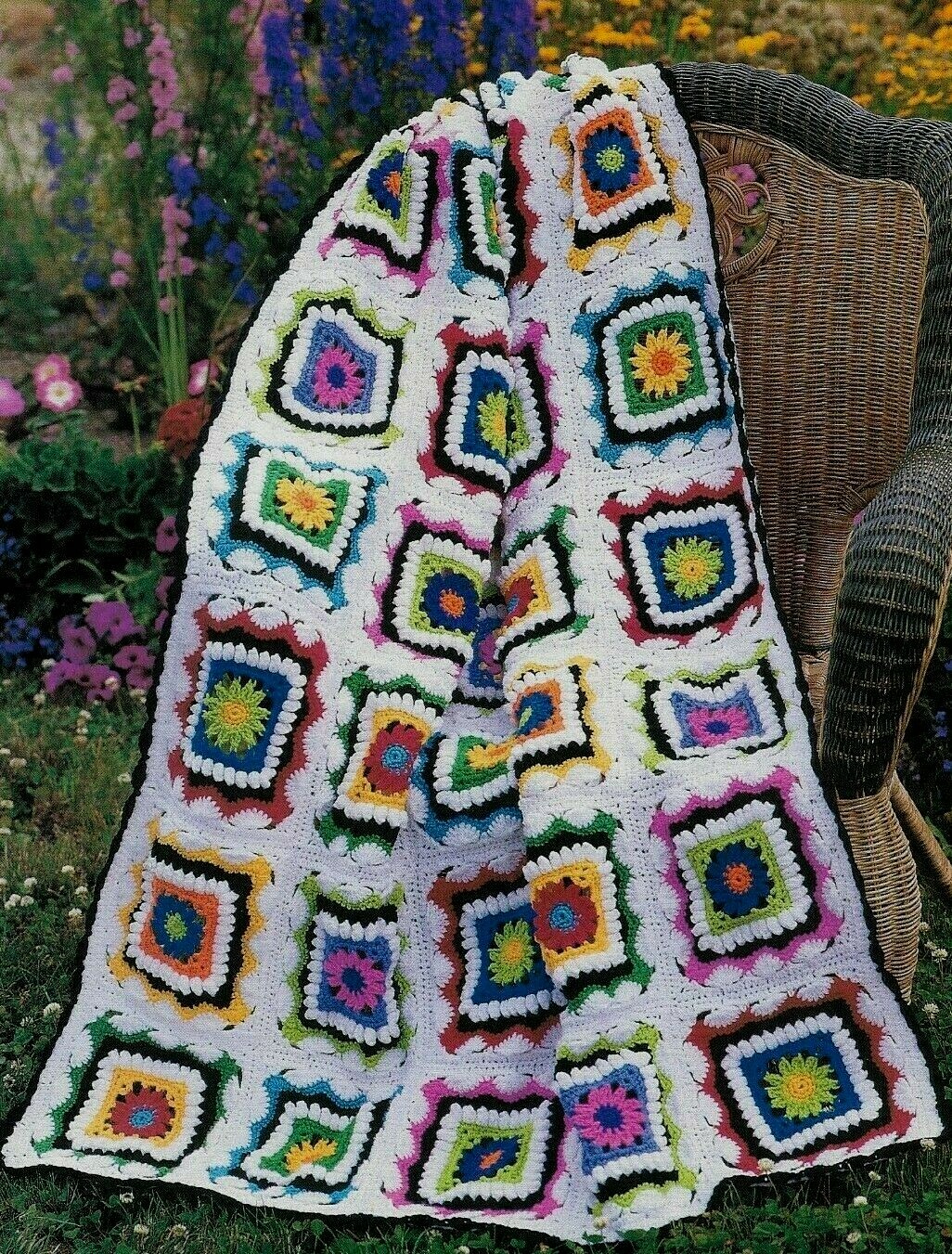 KID'S KALEIDOSCOPE AFGHAN HOME DECOR CROCHET PATTERN INSTRUCTIONS