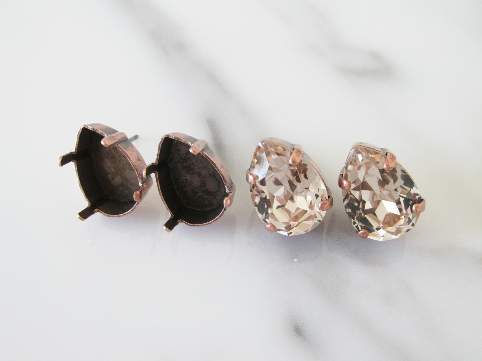 14mm x 10mm Pear | Classic Stud DIY Earring Bases | (EE 68)