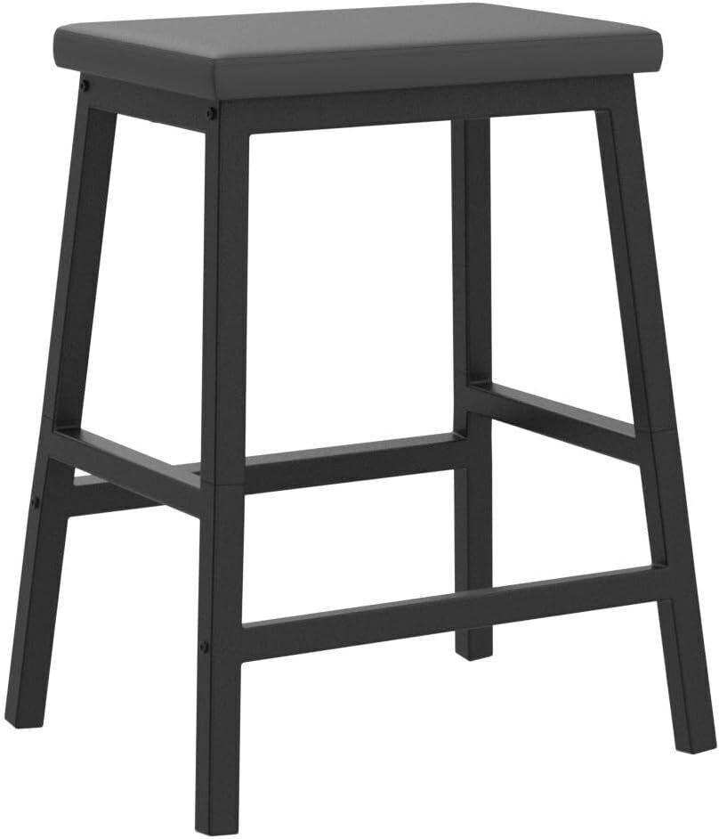 2 Pack Modern 24" Bar Stools Water Stain Resistant Kitchen Dining Room Black US