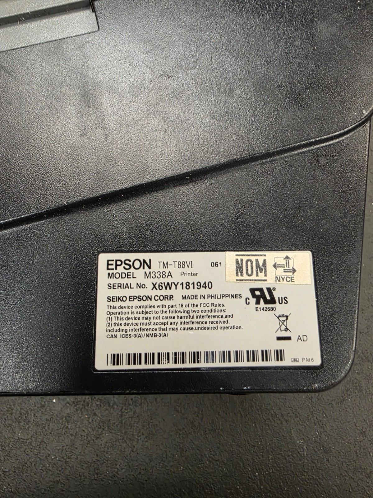 Epson TM-T88VI POS USB Thermal Printer M338A (Printer Only) UNTESTED/AS IS #15