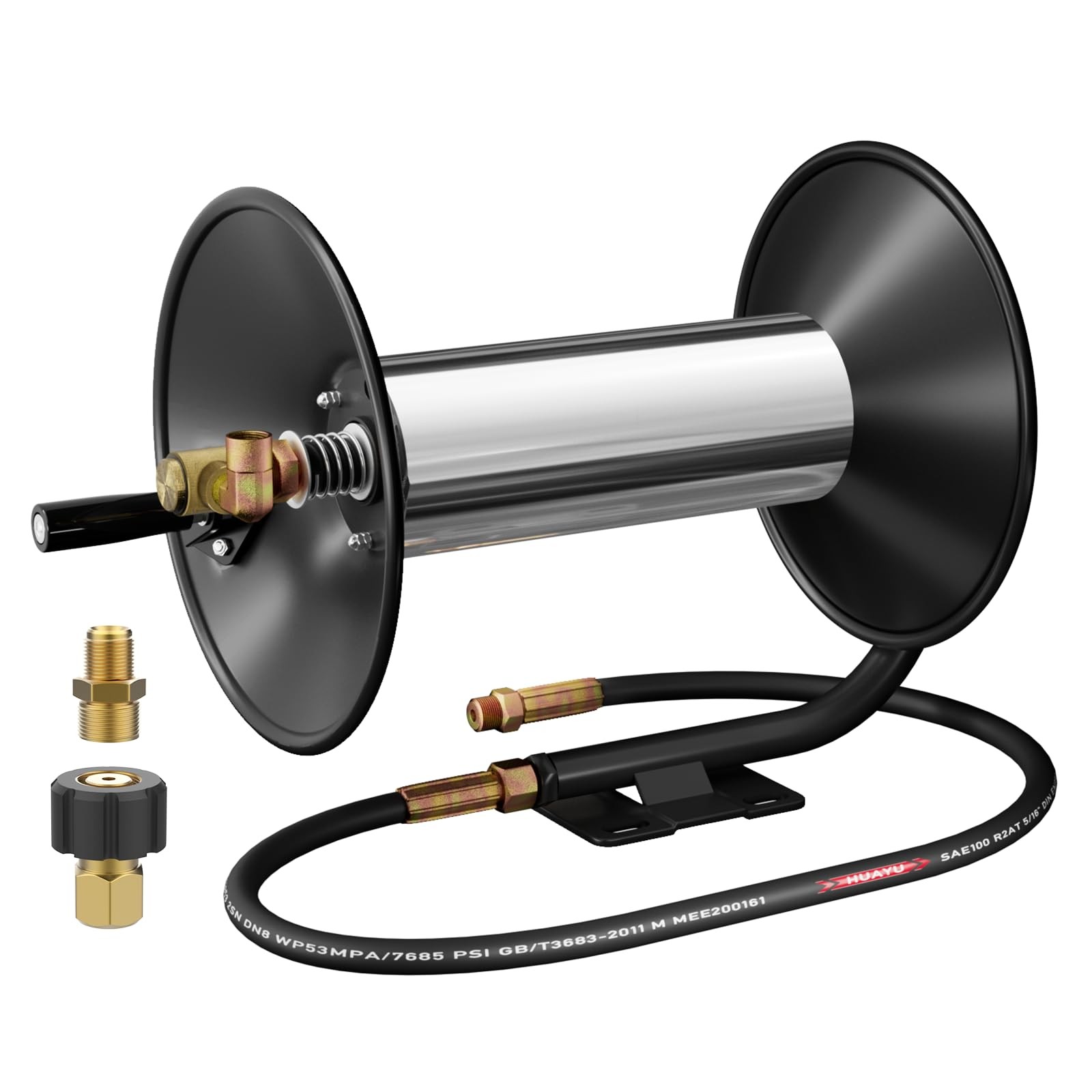 Pressure Washer Hose Reel, 100FT High Pressure Hose Reel with Hand Crank, 3/8...