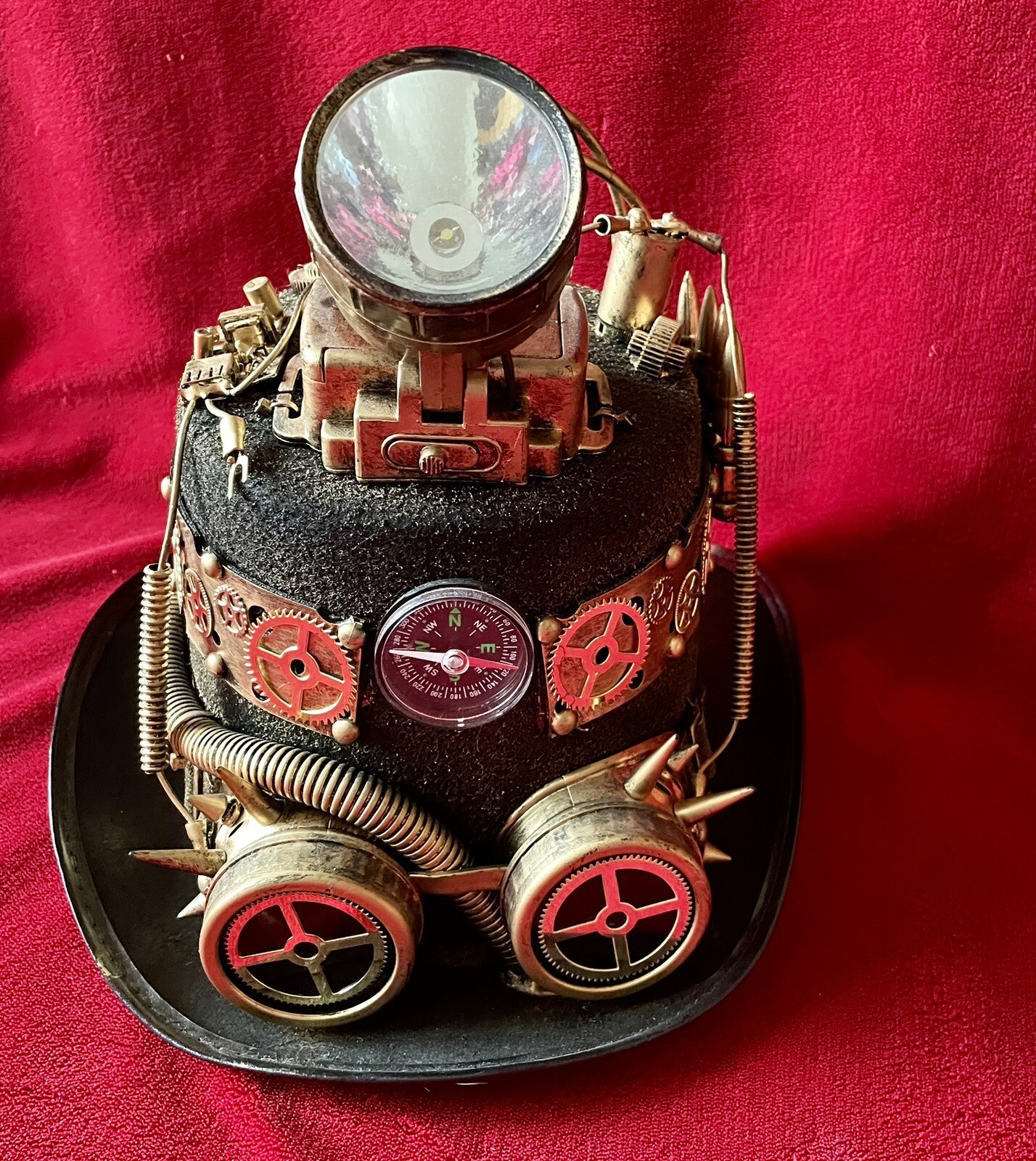 Adults Steampunk Costume Light-Up Black & Gold Hat 7.5" H (11" including Light)