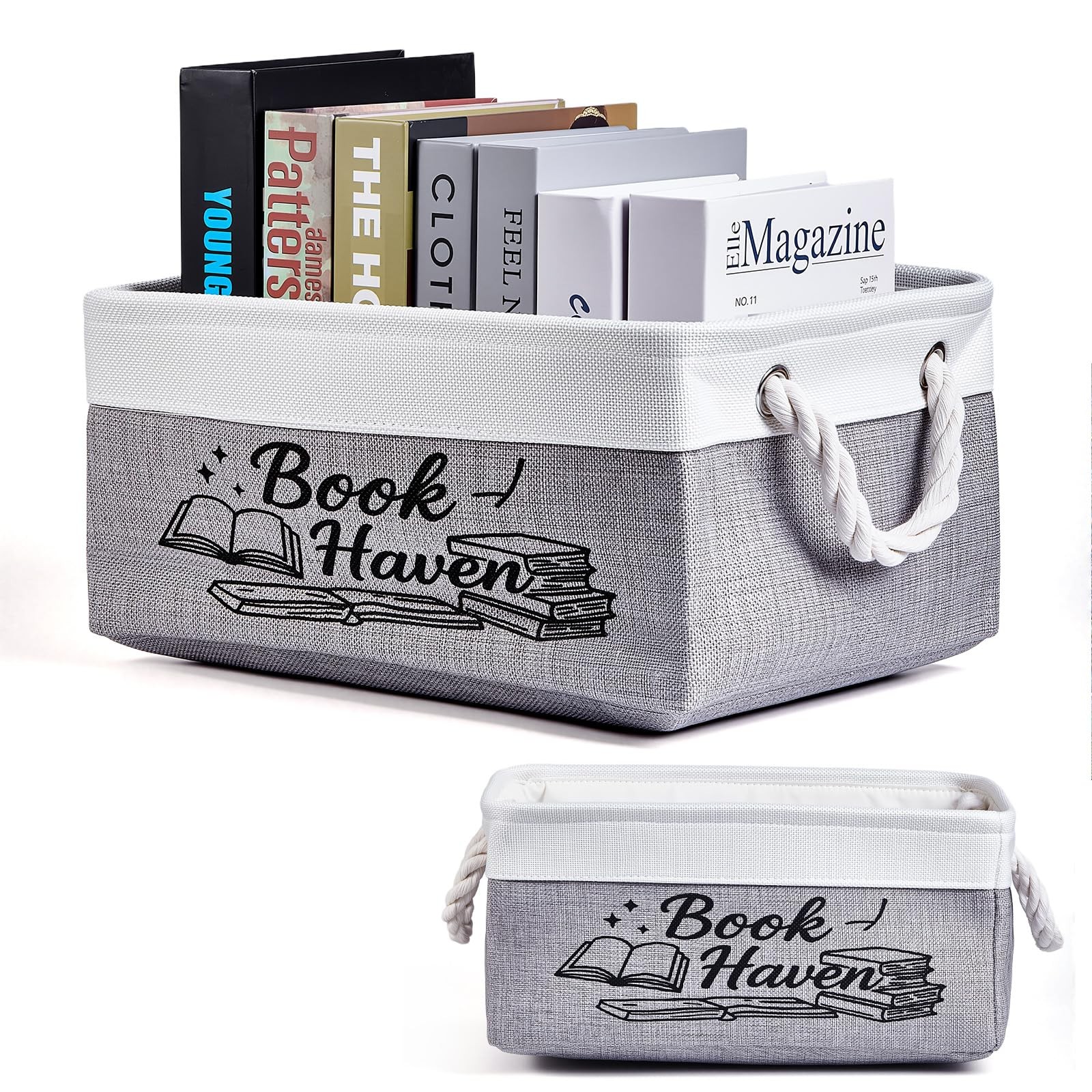 Book Storage Basket For Book Lovers Reading List Organizer Bin Bookworm Gift