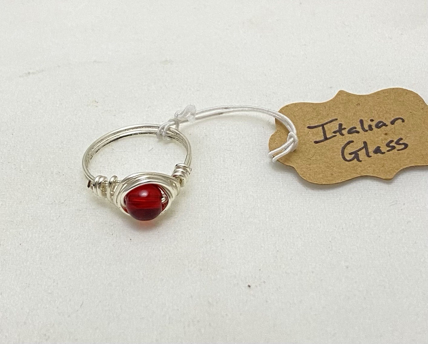 Red Silver Ring Size 5
