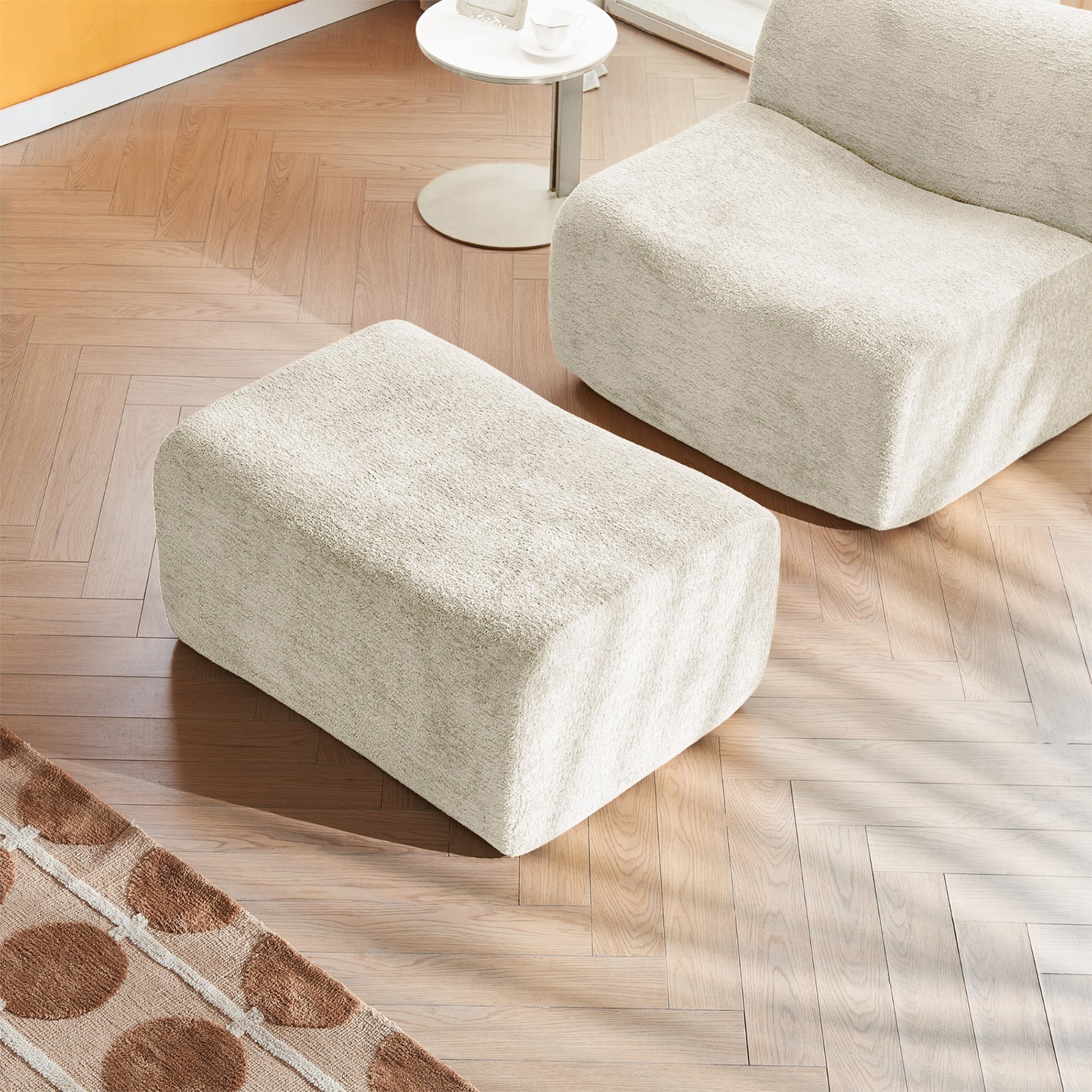 Space-Saving Single Foam Sofa Chair with Footrest & Pillow