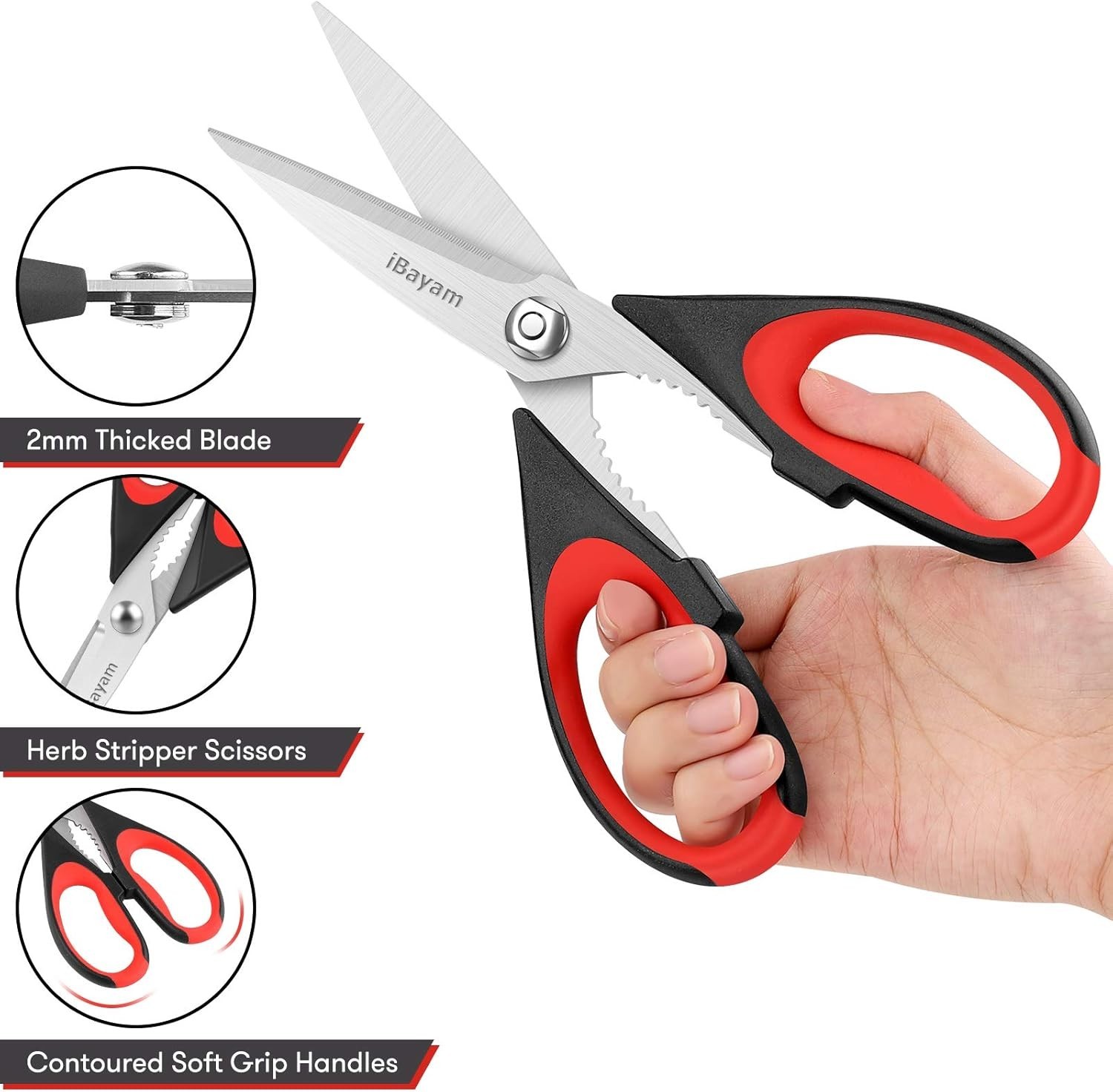 Heavy-Duty Stainless Steel Kitchen Scissors - Versatile Utility Shears 2-Pack